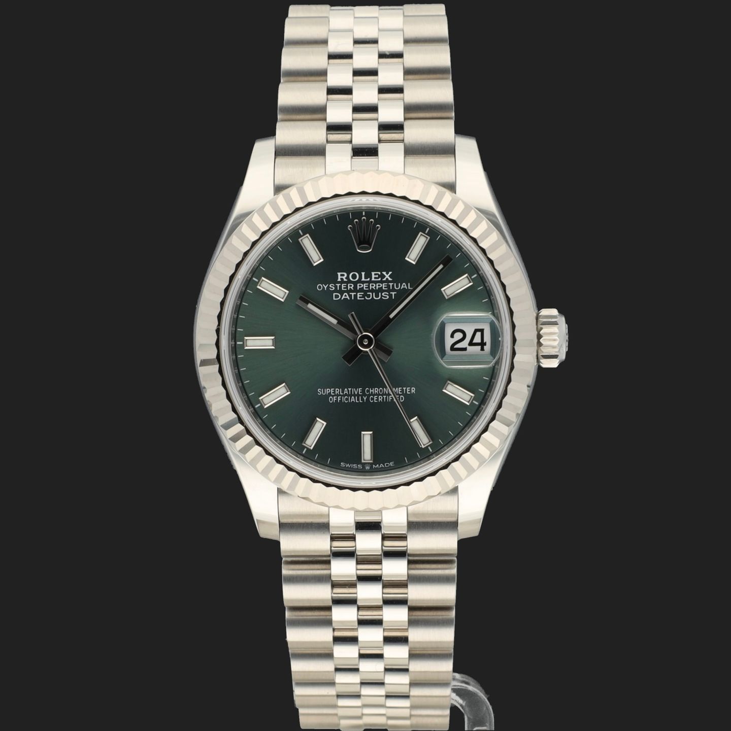 Rolex Datejust 31 278274 (2024) - Green dial 31 mm Steel case (3/8)