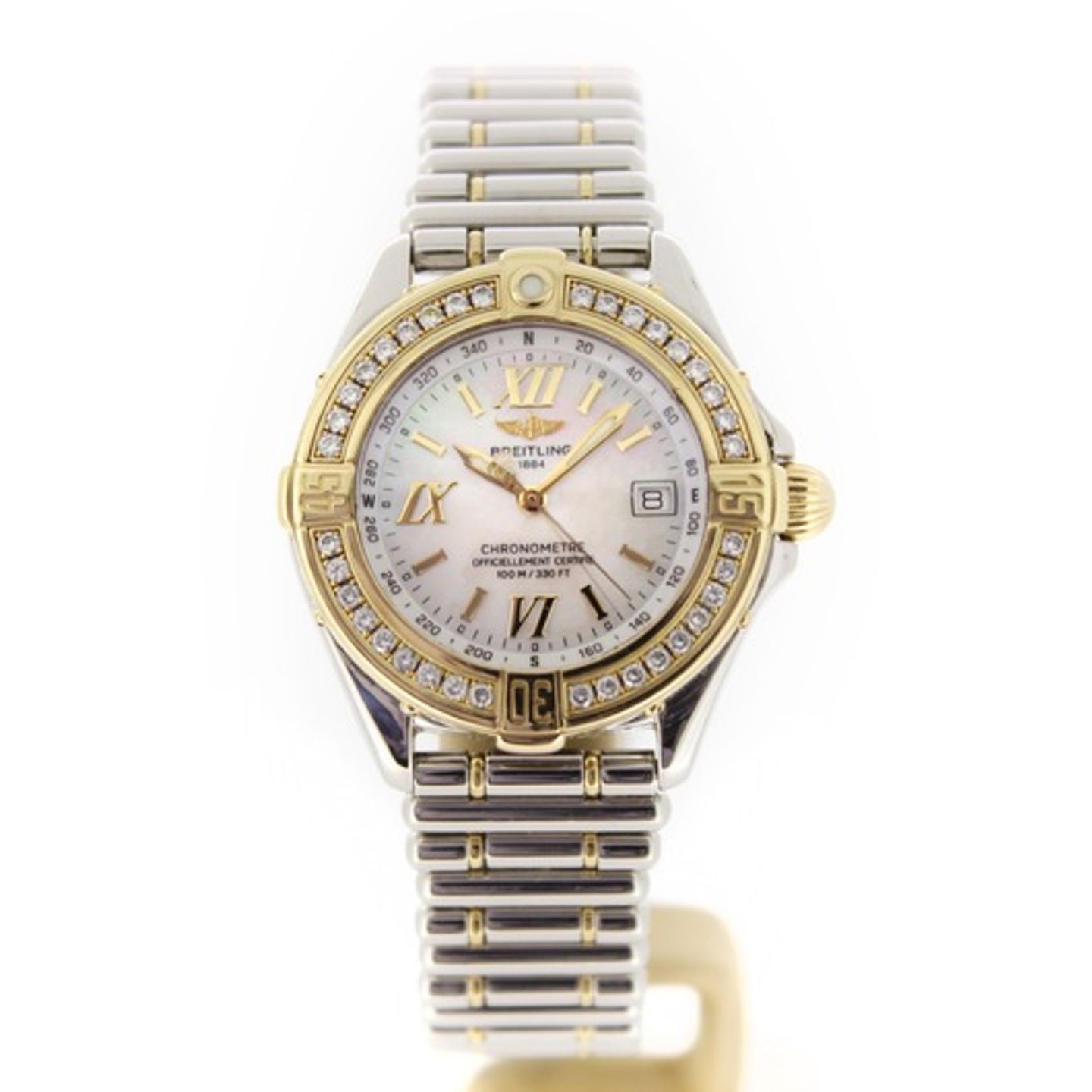 Breitling Cockpit Lady D67365 (2000) - Pearl dial 31 mm Gold/Steel case (2/7)