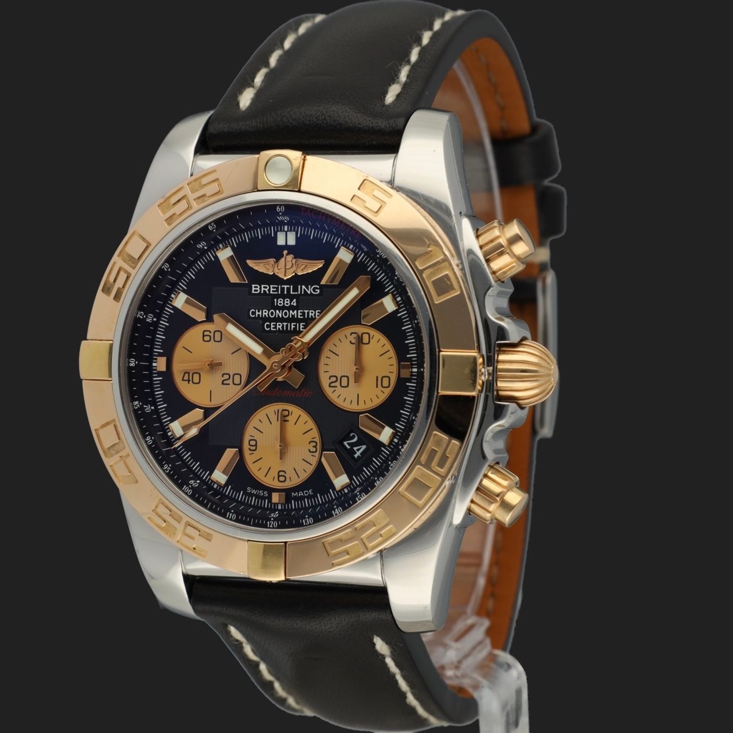 Breitling Chronomat 44 CB011012 (2014) - Black dial 44 mm Gold/Steel case (1/6)