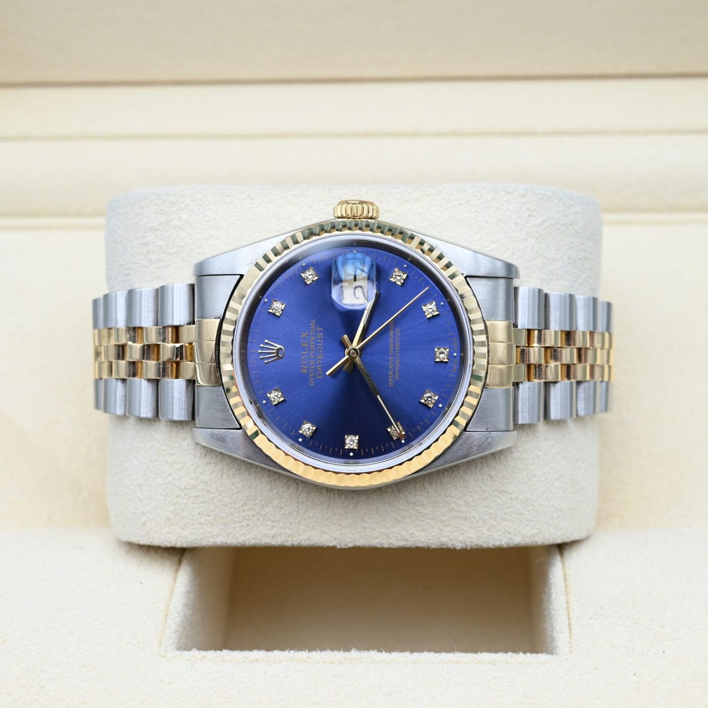 Rolex Datejust 36 16233 (1990) - Blauw wijzerplaat 36mm Goud/Staal (5/7)