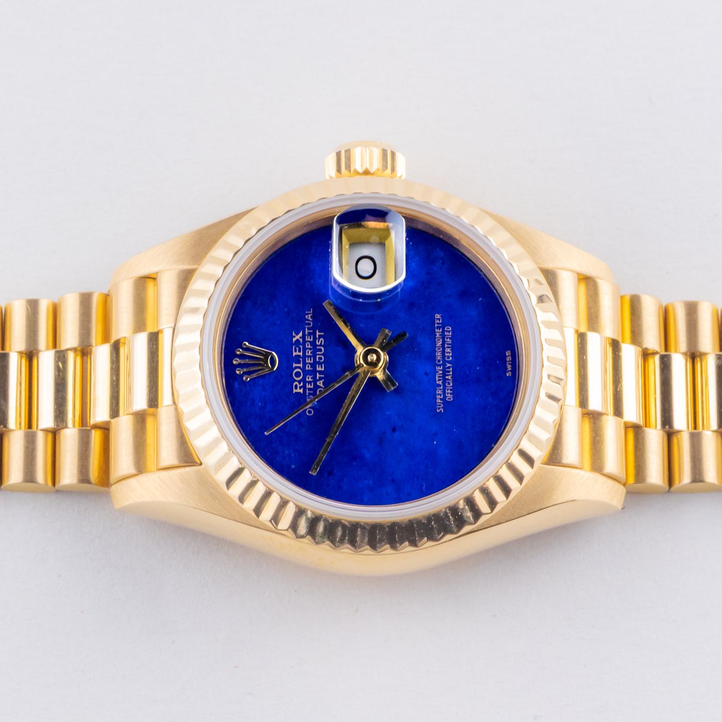 Rolex Lady-Datejust 69178 (1991) - Blue dial 26 mm Yellow Gold case (5/8)