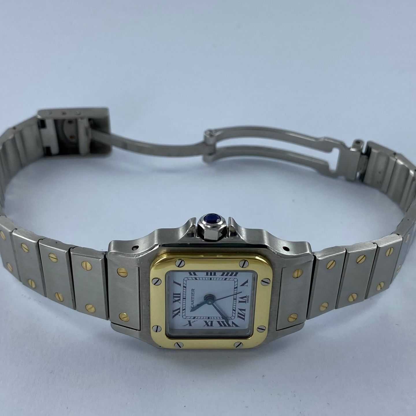 Cartier Santos 0902 (Unknown (random serial)) - White dial 24 mm Gold/Steel case (2/6)