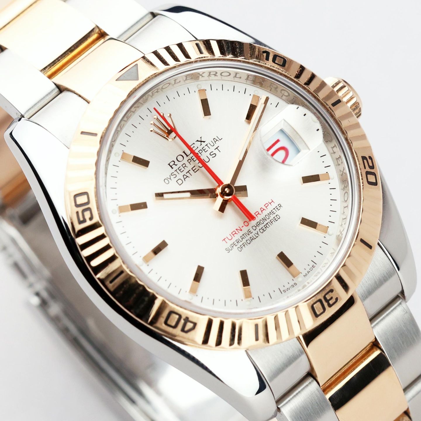 Rolex Datejust Turn-O-Graph 116261 (2004) - Silver dial 36 mm Gold/Steel case (3/8)