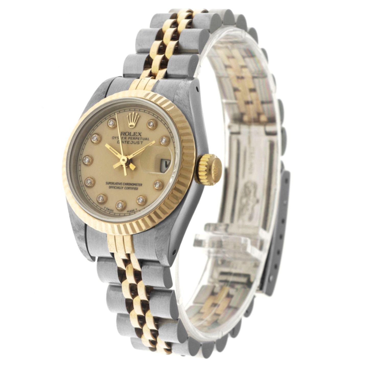 Rolex Lady-Datejust 69173 (1991) - Champagne wijzerplaat 26mm Goud/Staal (2/6)