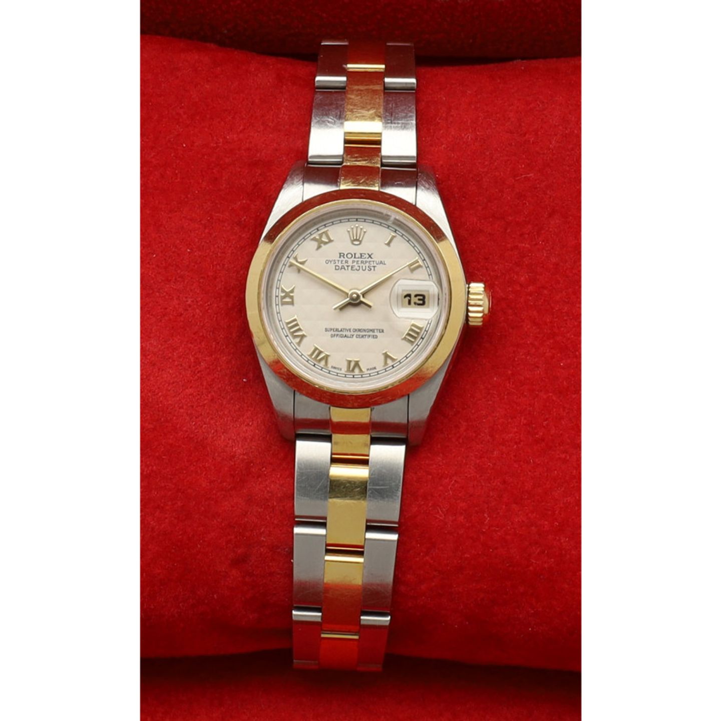 Rolex Lady-Datejust 69163 (1996) - Beige dial 26 mm Gold/Steel case (6/7)
