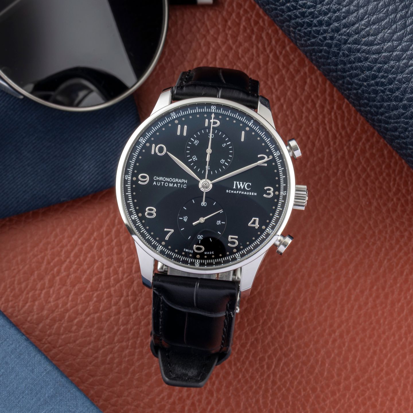 IWC Portuguese Chronograph IW371609 (Unknown (random serial)) - Black dial 41 mm Steel case (1/8)