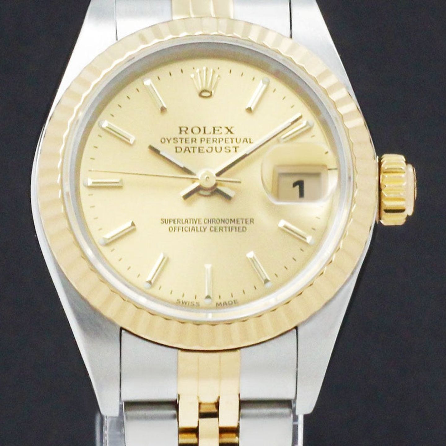 Rolex Lady-Datejust 79173 (2003) - Gold dial 26 mm Gold/Steel case (1/7)