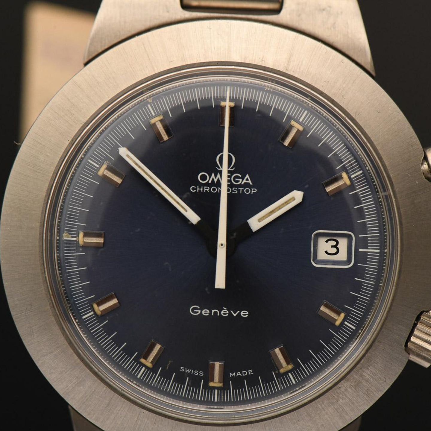 Omega Genève 146.012 (1969) - Blauw wijzerplaat 42mm Staal (3/8)