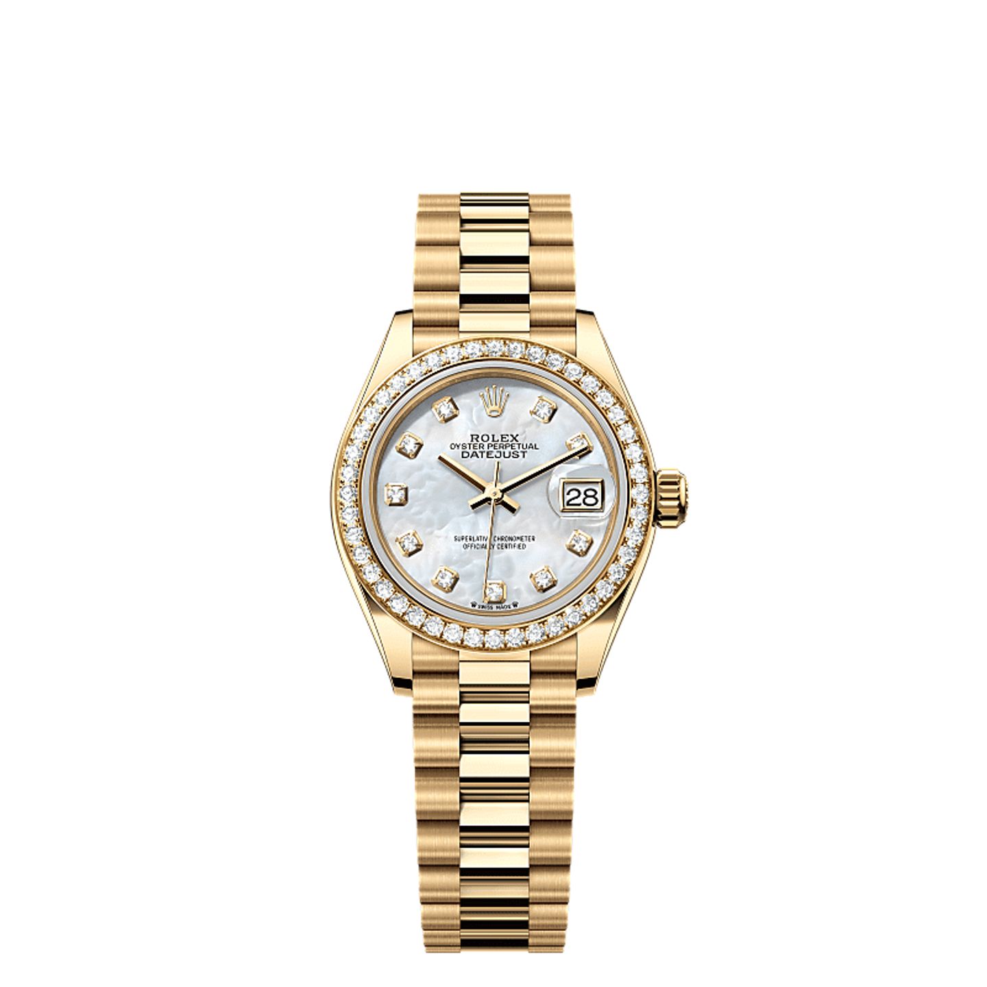 Rolex Lady-Datejust 279138RBR (2025) - Parelmoer wijzerplaat 28mm Geelgoud (1/1)