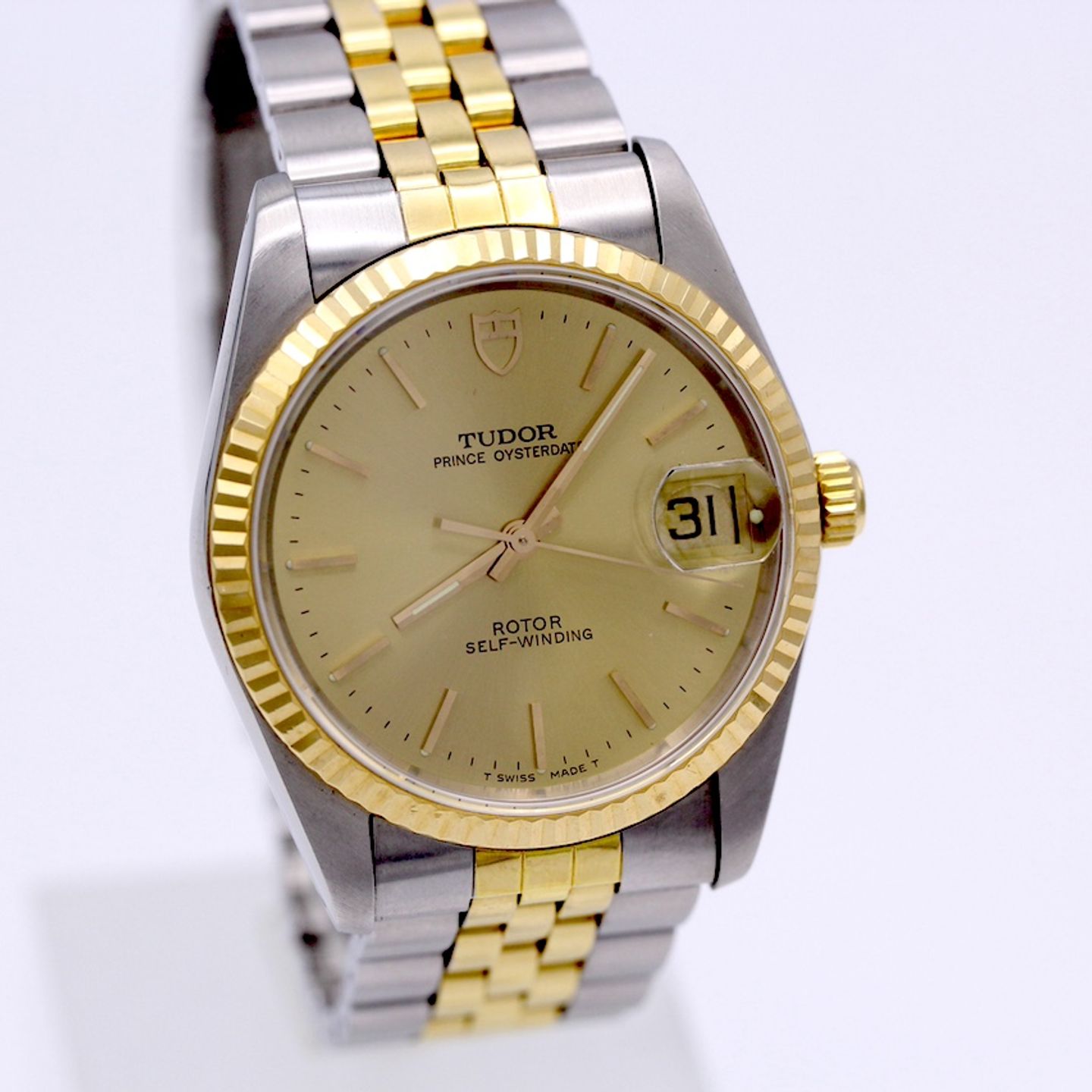 Tudor Prince Date 74033 (1997) - Gold dial 34 mm Gold/Steel case (3/8)