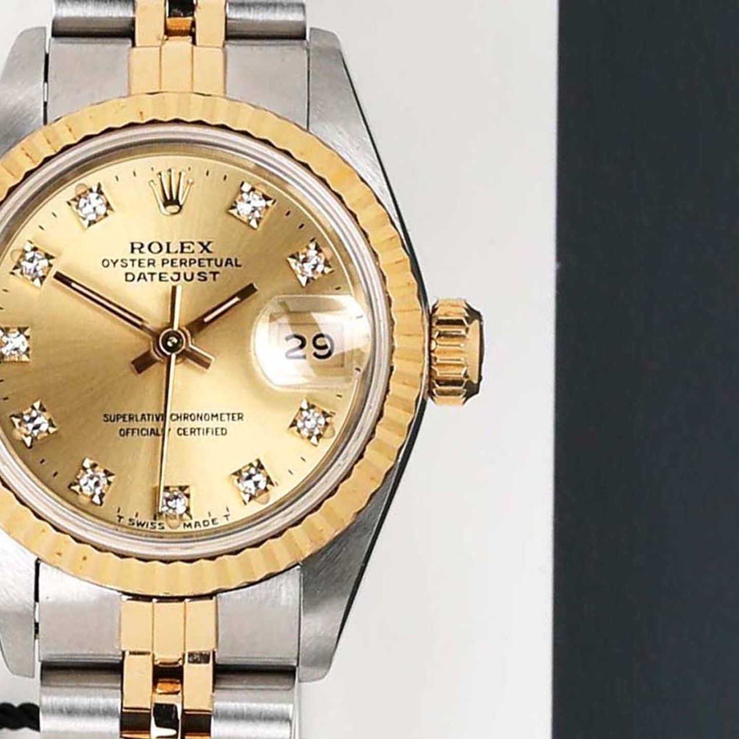 Rolex Lady-Datejust 69173 (1990) - Champagne dial 26 mm Gold/Steel case (5/7)
