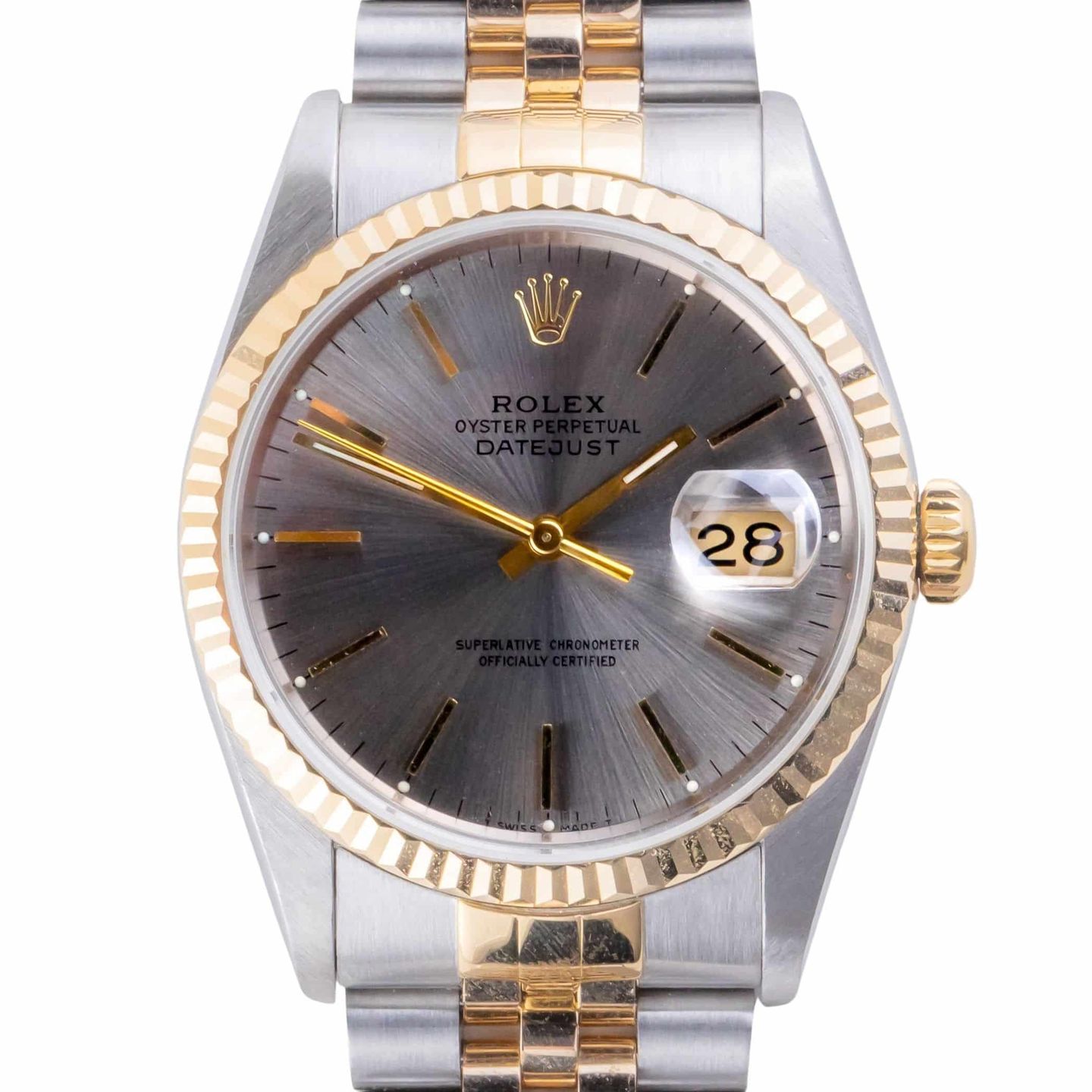 Rolex Datejust 36 16233 (1993) - Grey dial 36 mm Gold/Steel case (3/8)