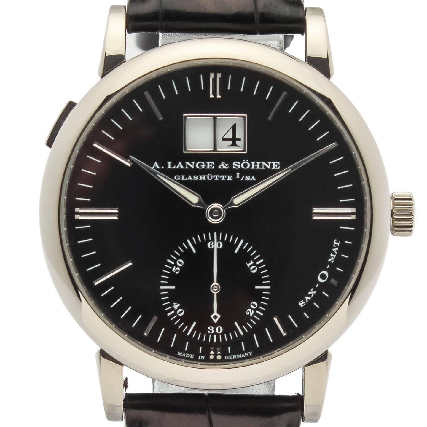 A. Lange & Söhne Langematik 308.027 (Unknown (random serial)) - Black dial 37 mm White Gold case (1/14)