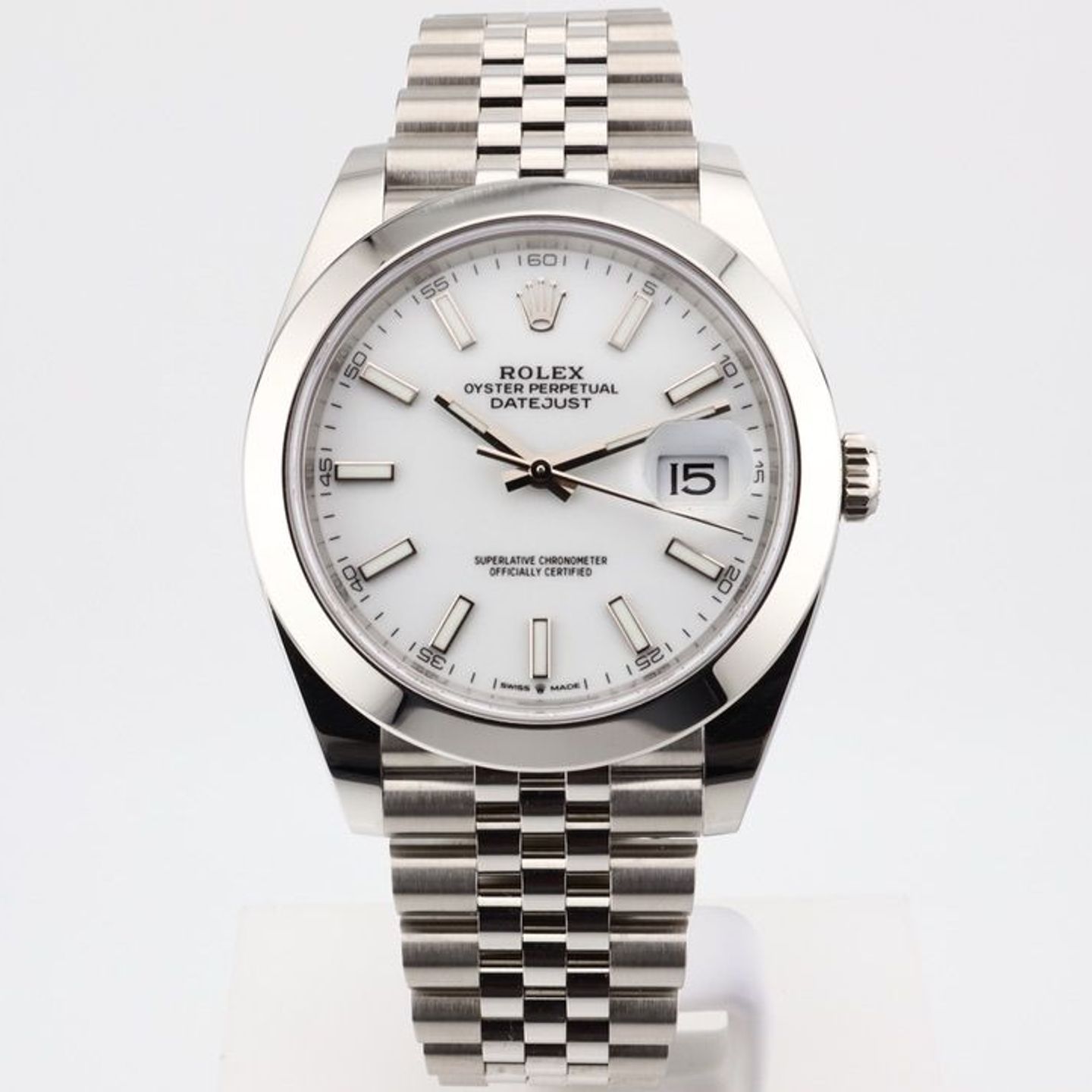 Rolex Datejust 41 126300 (2023) - Wit wijzerplaat 41mm Staal (1/8)