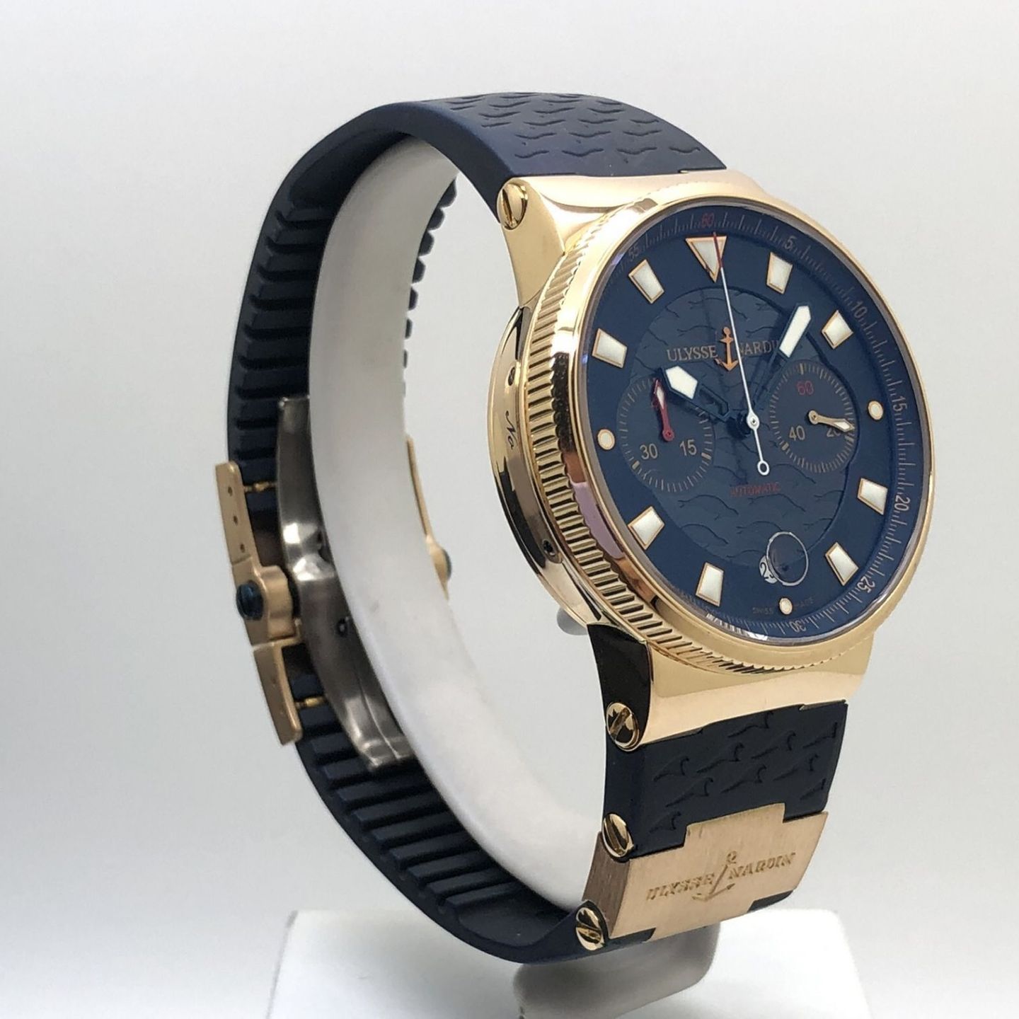 Ulysse Nardin Blue Seal 356-68 (Unknown (random serial)) - Blue dial 41 mm Rose Gold case (4/8)