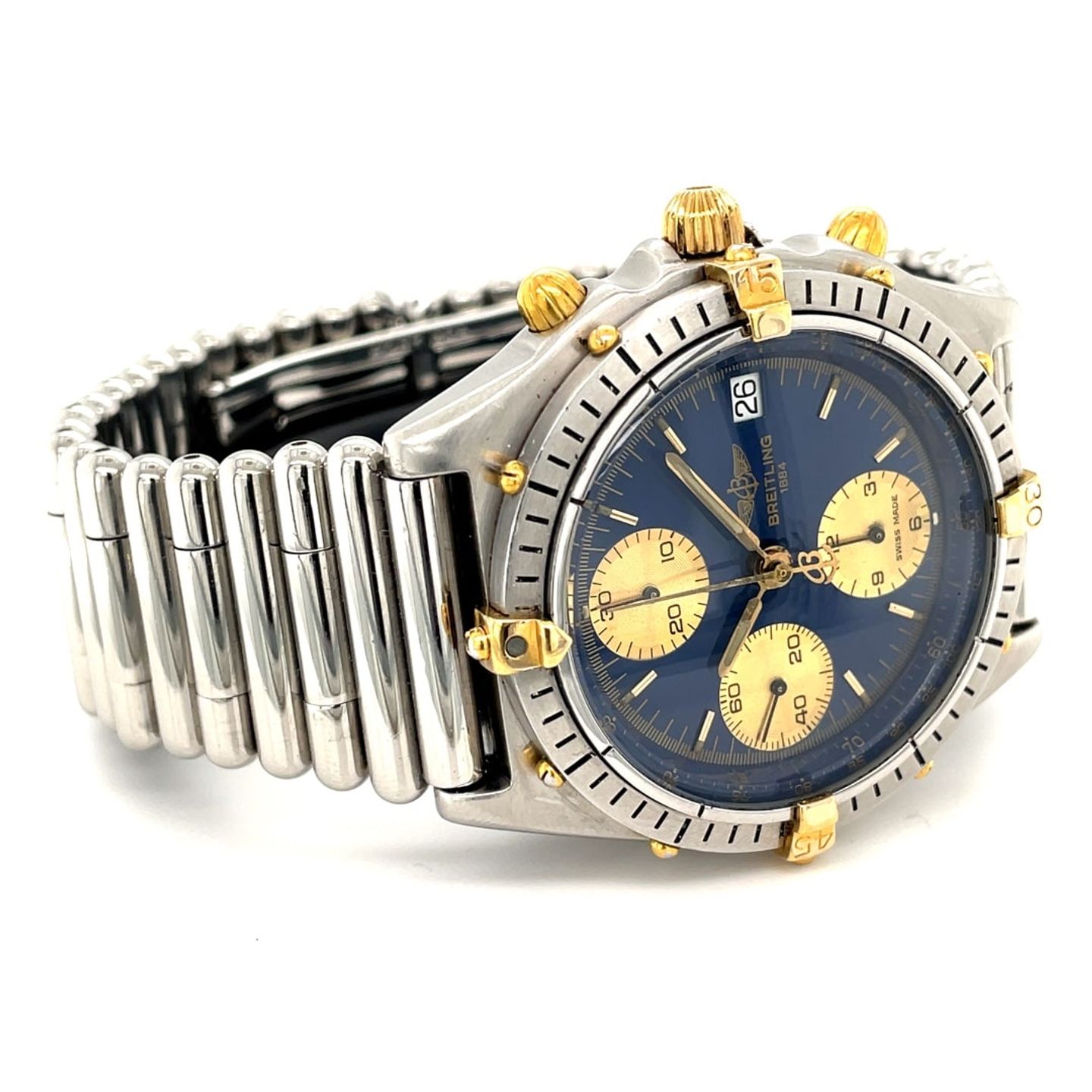 Breitling Chronomat Breitling Chronomat (Unknown (random serial)) - Blue dial 39 mm Gold/Steel case (3/8)