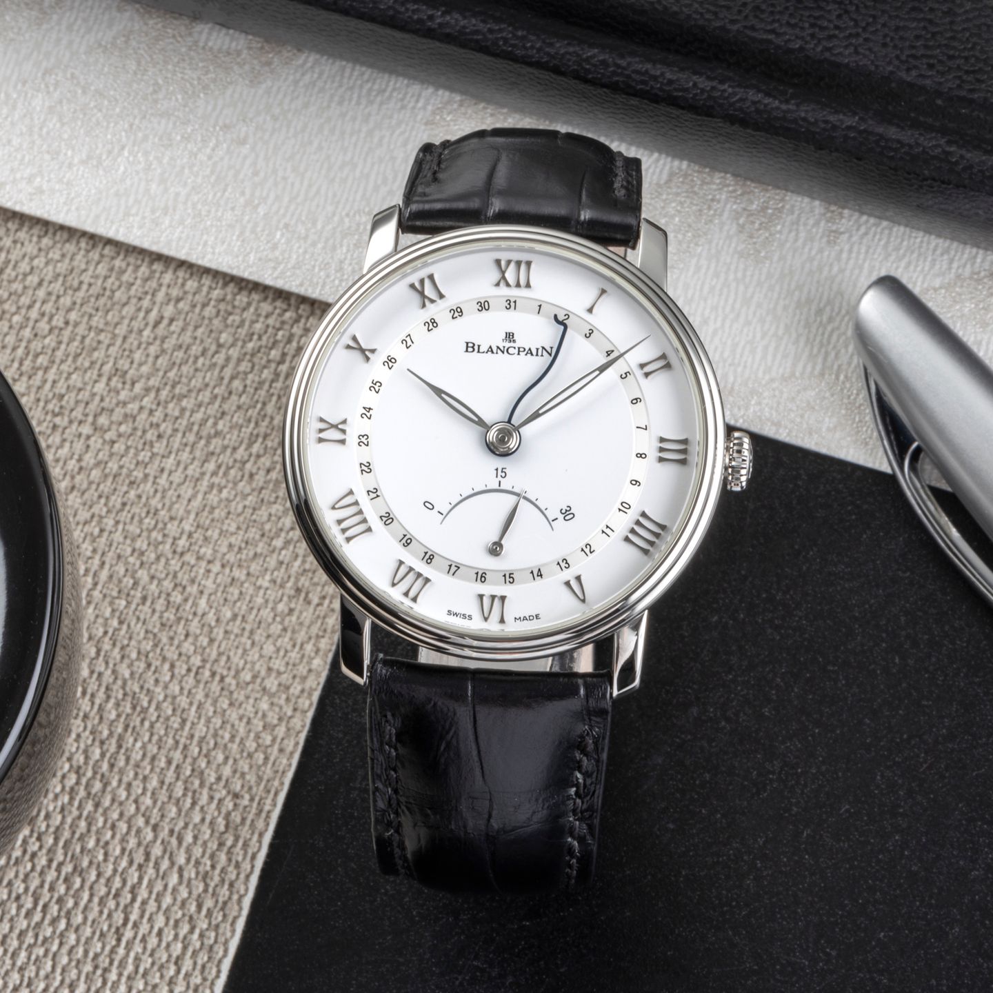 Blancpain Villeret Ultra-Slim 6653Q-1127-55B (Onbekend (willekeurig serienummer)) - Wit wijzerplaat 41mm Staal (1/8)