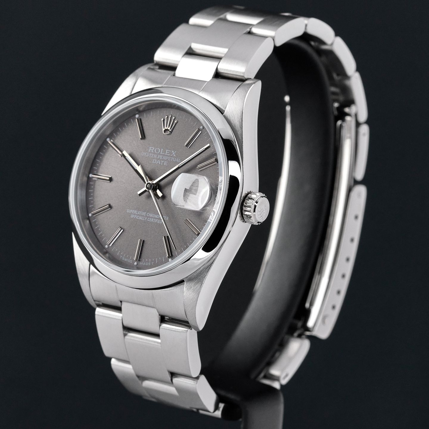 Rolex Oyster Perpetual Date 15200 (1998) - Grey dial 34 mm Steel case (4/8)