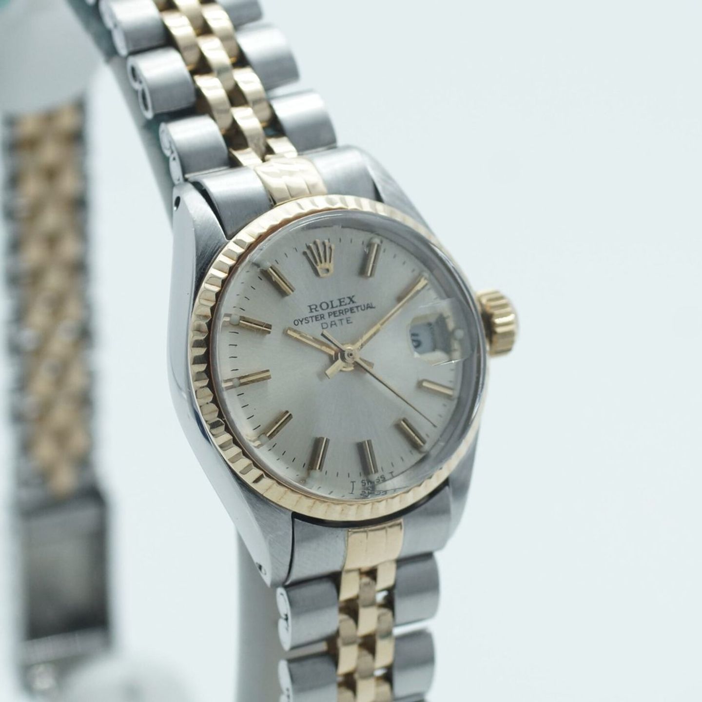 Rolex Oyster Perpetual Lady Date 6517 (1969) - Silver dial 26 mm Gold/Steel case (3/8)