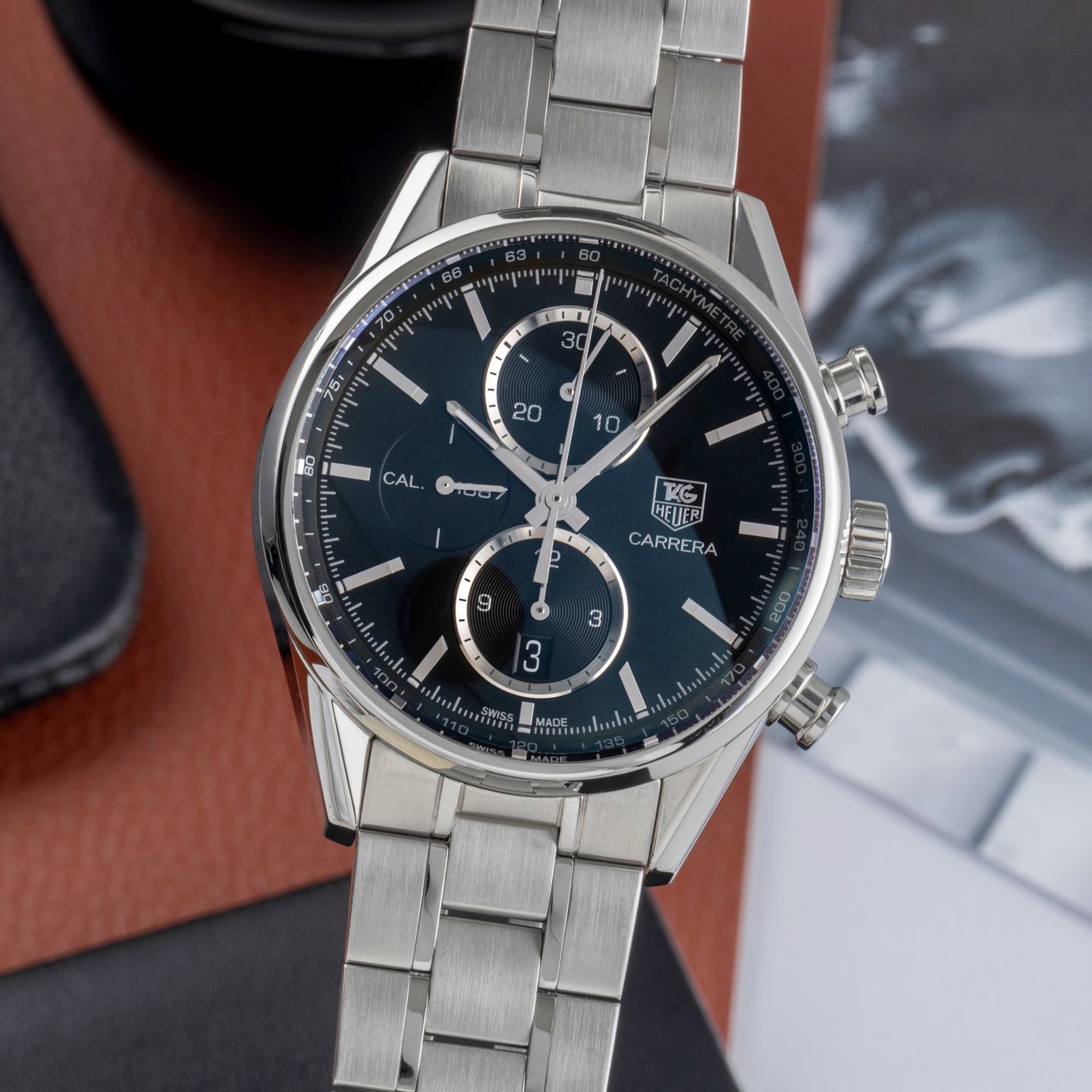 TAG Heuer Carrera Calibre 1887 CAR2110.FC6266 (Onbekend (willekeurig serienummer)) - Zwart wijzerplaat 41mm Staal (3/8)