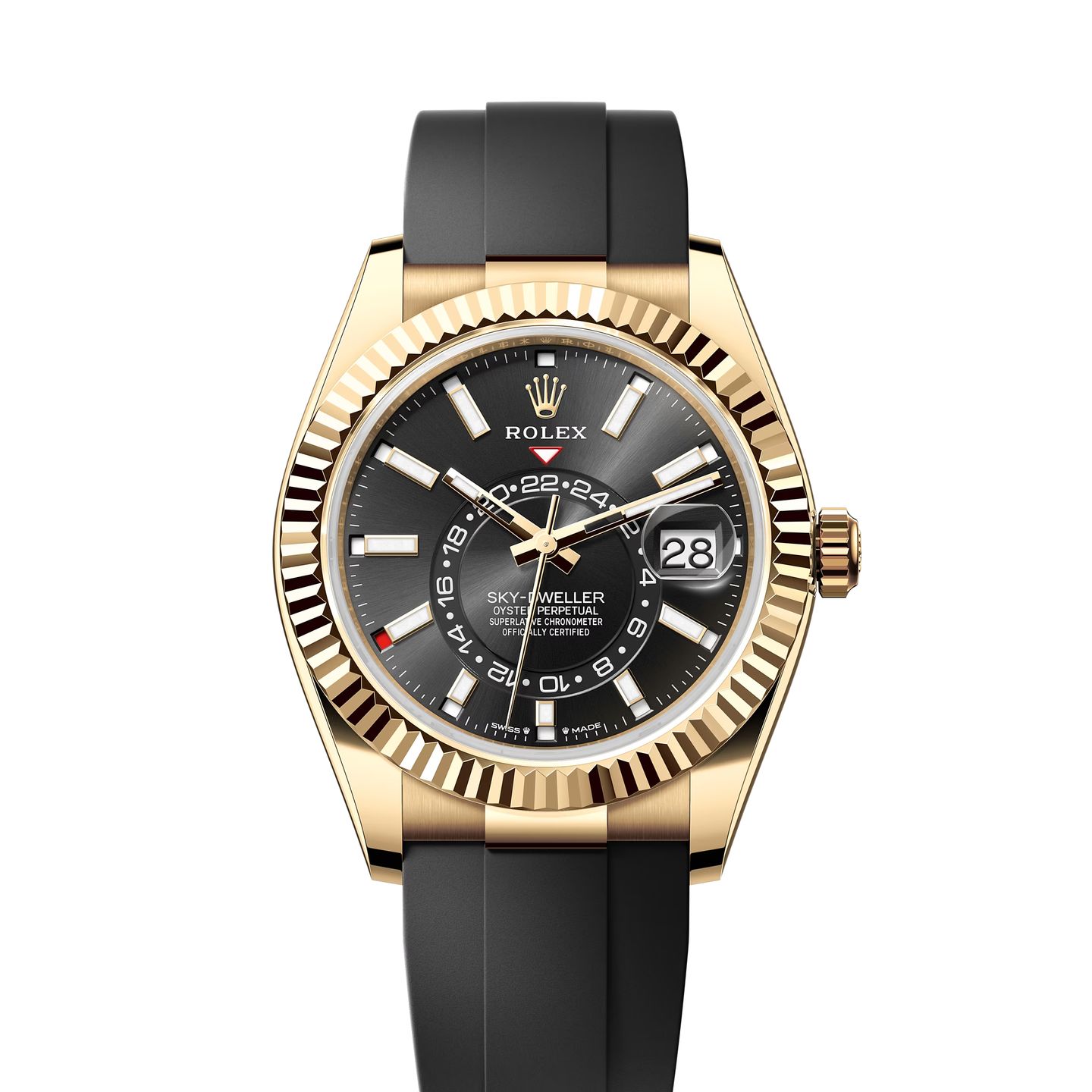 Rolex Sky-Dweller 336238 (2024) - Black dial 42 mm Yellow Gold case (1/8)