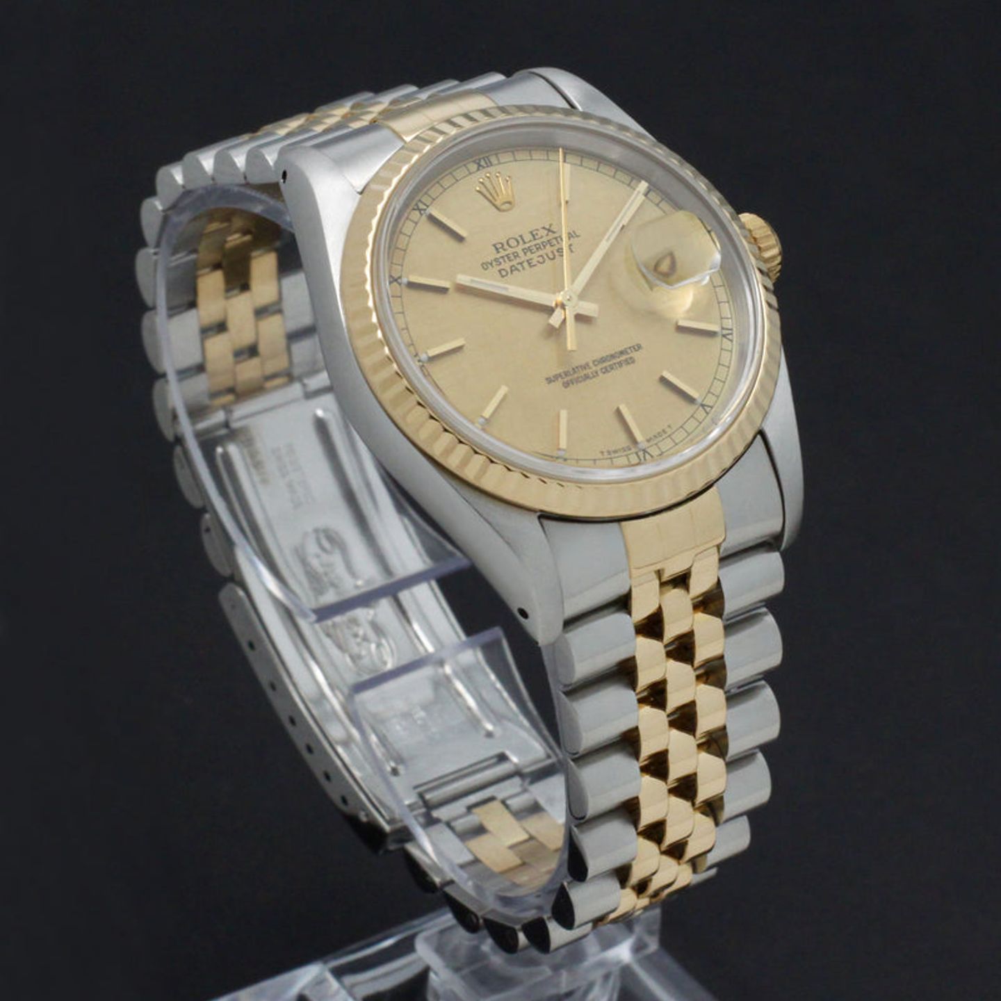 Rolex Datejust 36 16233 (1993) - Gold dial 36 mm Gold/Steel case (6/7)