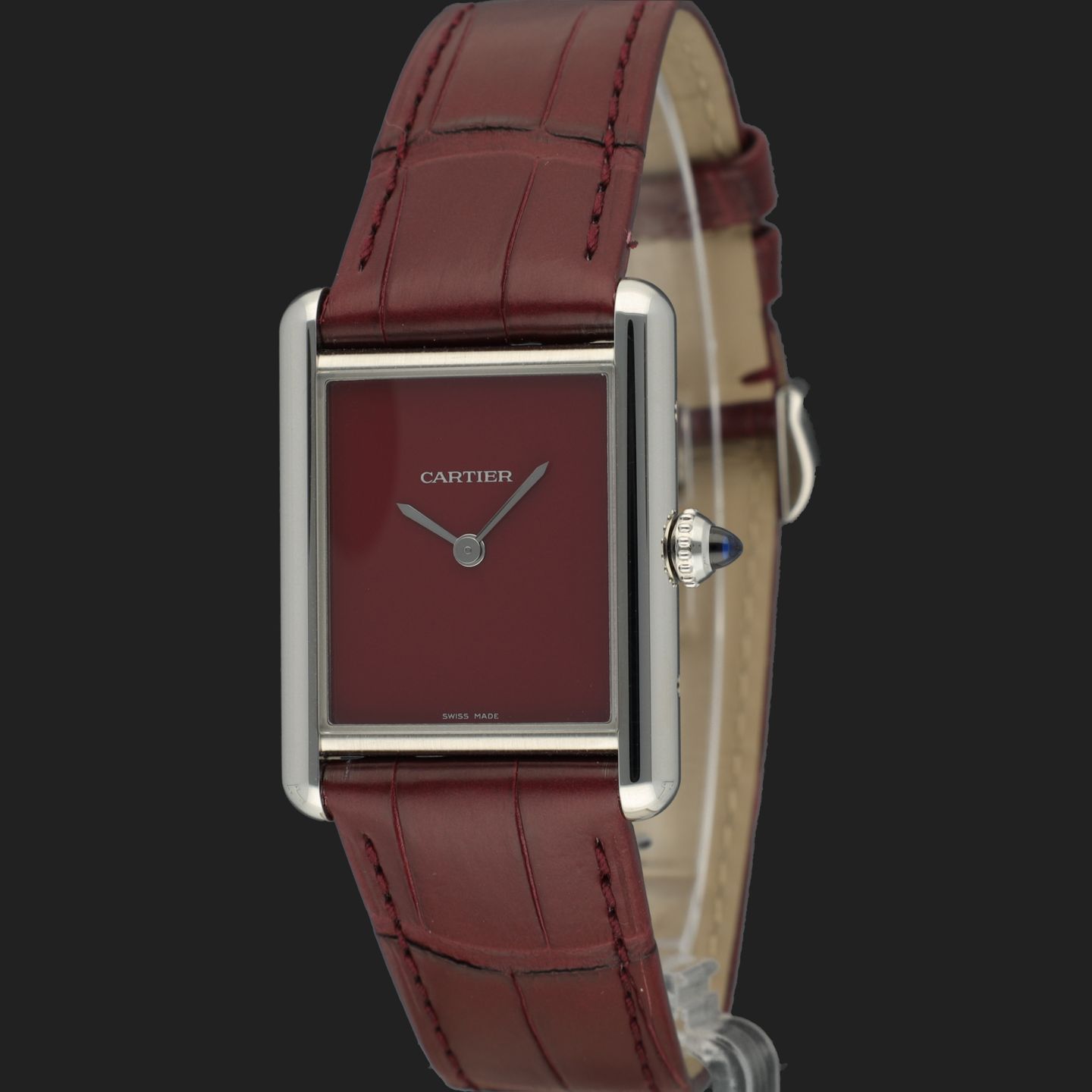 Cartier Tank WSTA0054 (2021) - Red dial 26 mm Steel case (1/8)