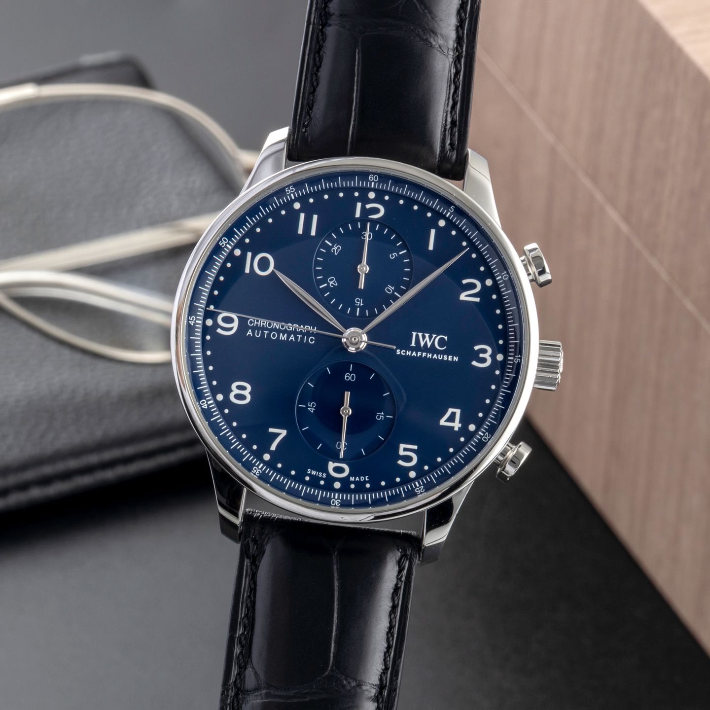 IWC Portuguese Chronograph IW371601 (Unknown (random serial)) - Blue dial 41 mm Steel case (3/8)