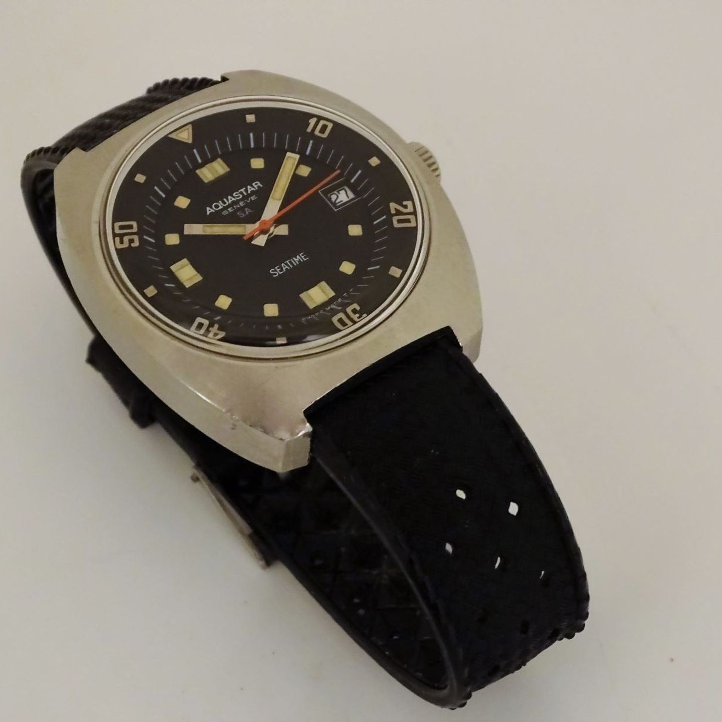 Aquastar Vintage 1000 (1970) - Black dial 39 mm Steel case (7/8)