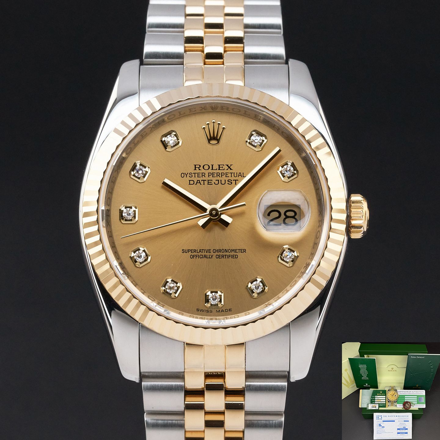 Rolex Datejust 36 116233 (2010) - 36mm Goud/Staal (1/8)
