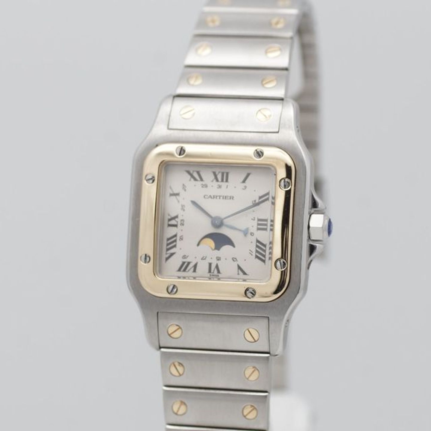 Cartier Santos 119901 (1990) - White dial 29 mm Gold/Steel case (1/8)