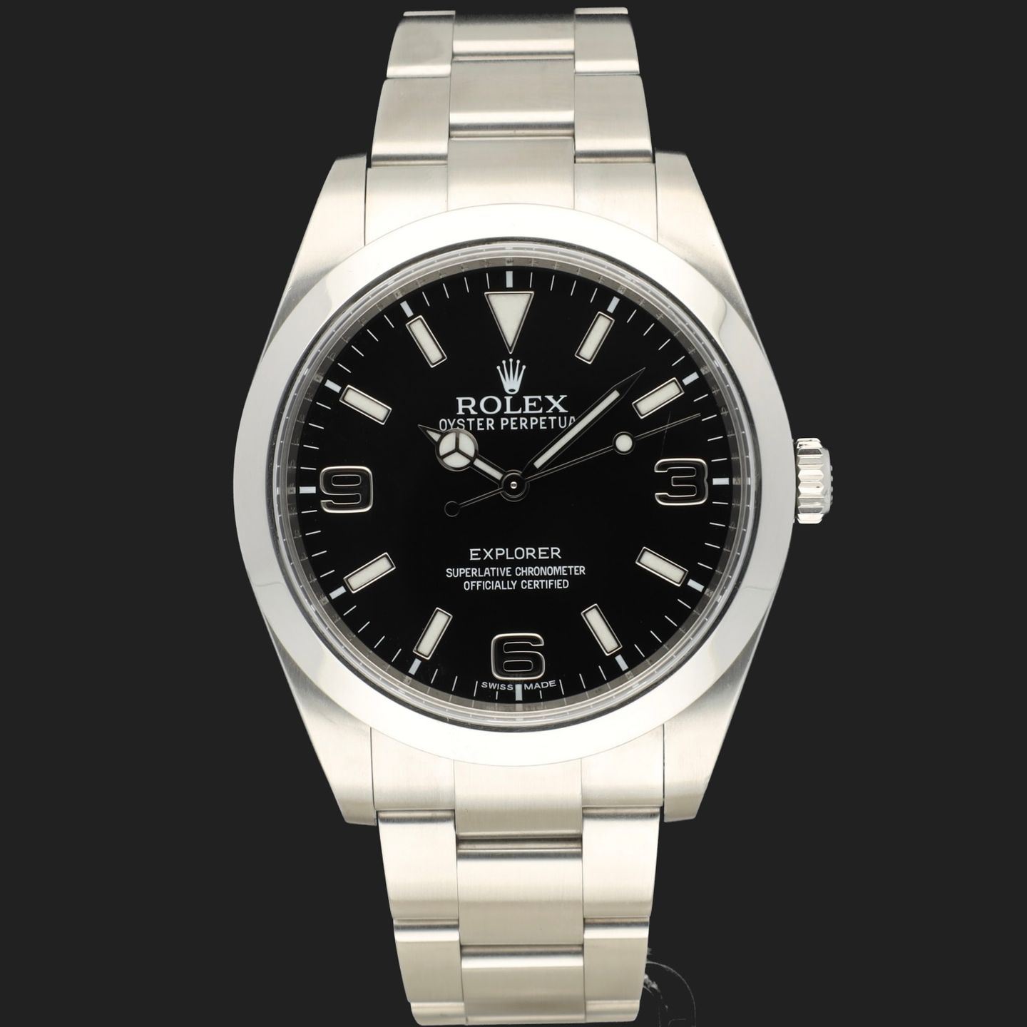 Rolex Explorer 214270 (2013) - Zwart wijzerplaat 39mm Staal (3/8)