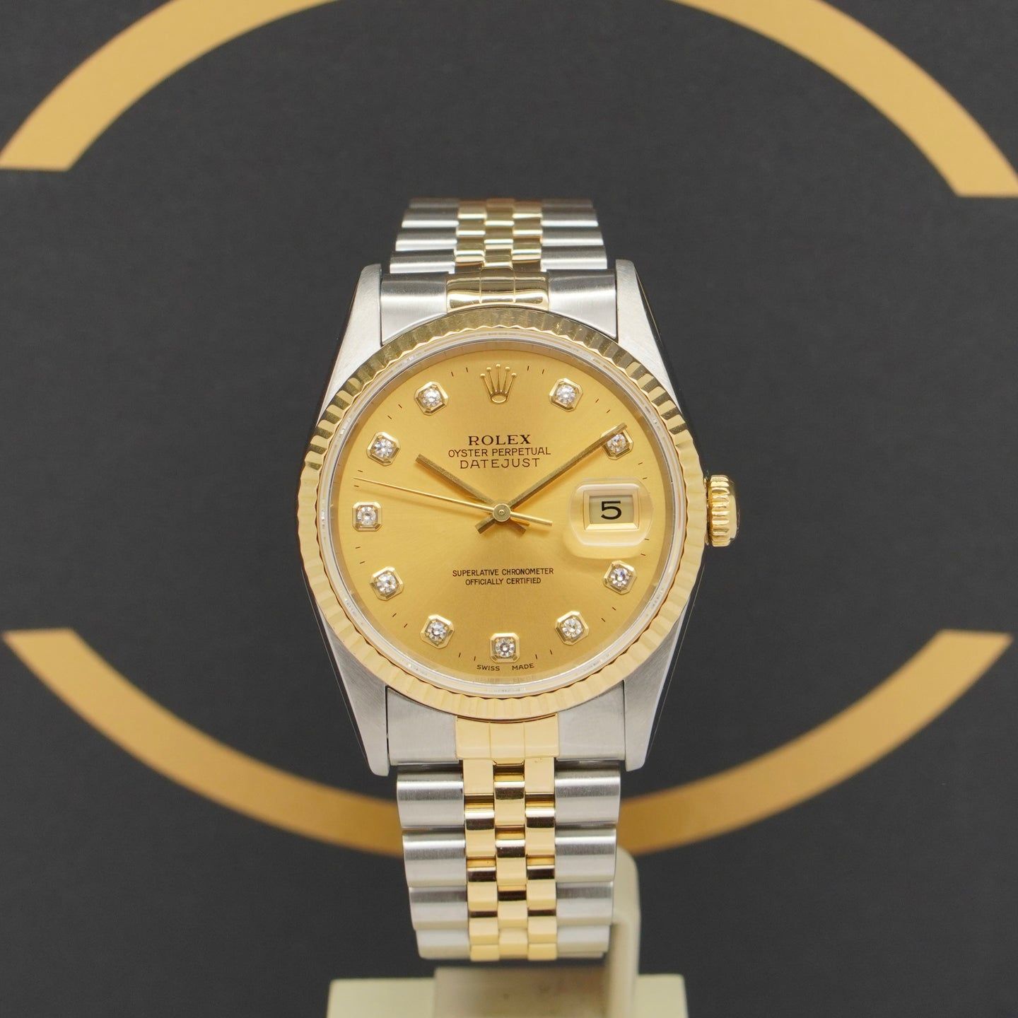 Rolex Datejust 36 16233 (1995) - Gold dial 36 mm Gold/Steel case (1/7)