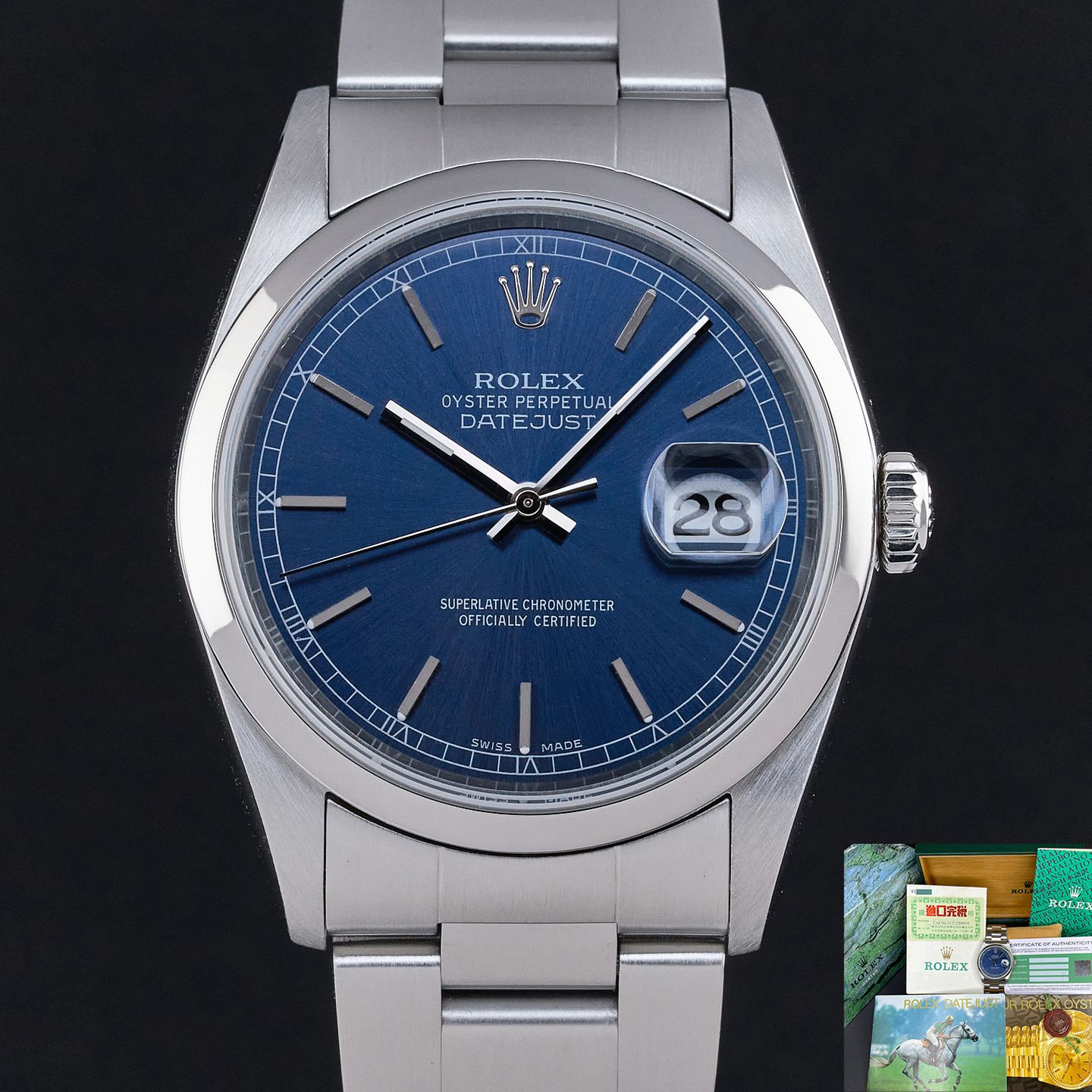 Rolex Datejust 36 16200 (2002) - Blue dial 36 mm Steel case (1/8)