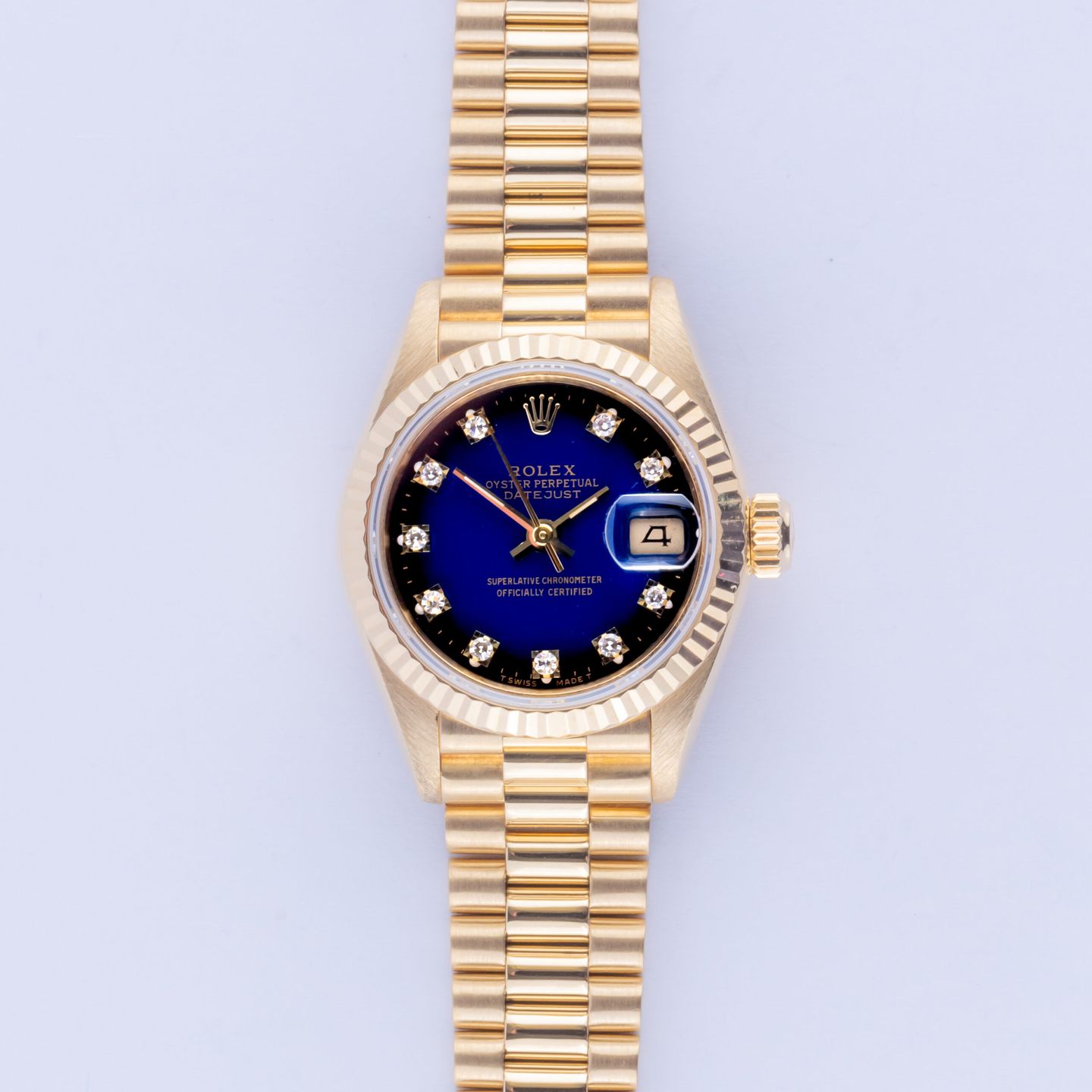 Rolex Lady-Datejust 69178 (1988) - Blauw wijzerplaat 26mm Geelgoud (3/8)
