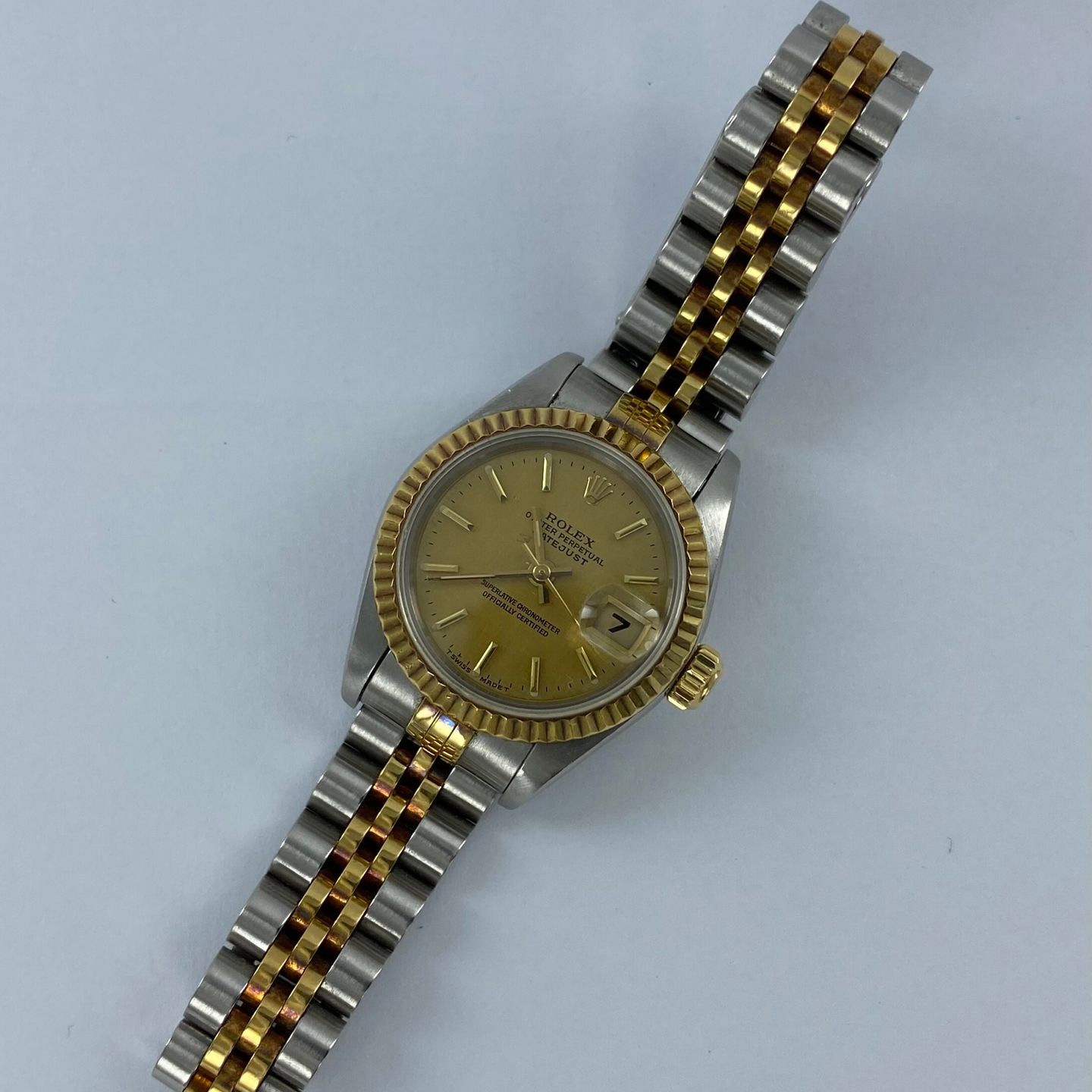 Rolex Lady-Datejust 69173 (1995) - Gold dial 26 mm Gold/Steel case (5/8)