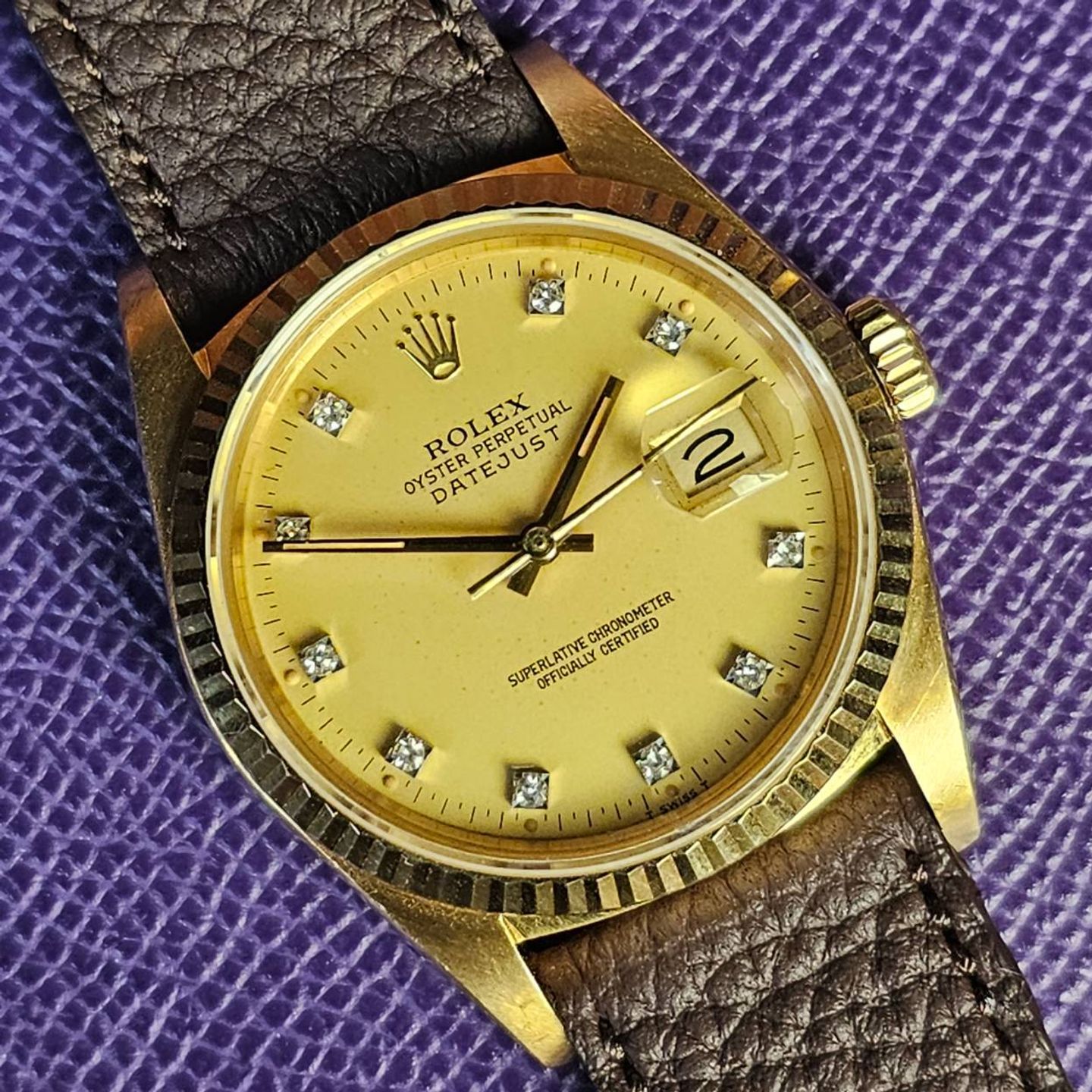 Rolex Datejust 36 16018 (1984) - Yellow dial 36 mm Yellow Gold case (2/5)