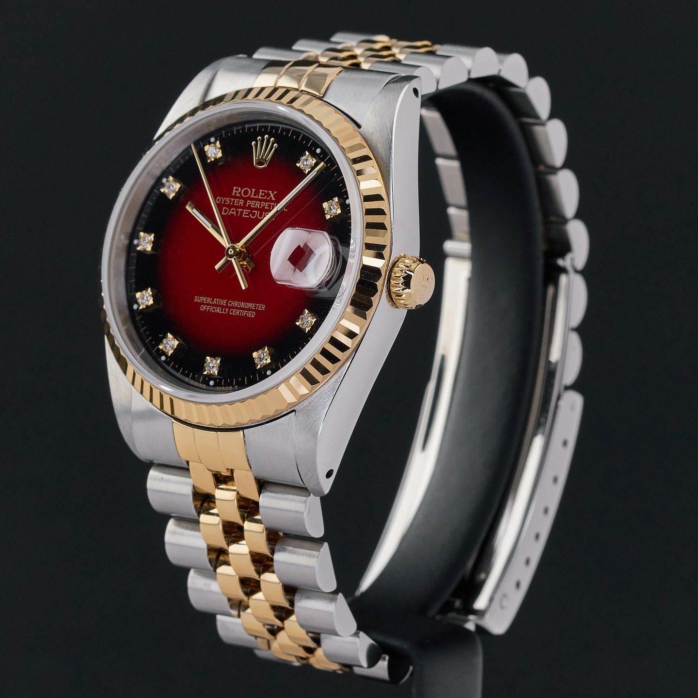 Rolex Datejust 36 16233 (1990) - Red dial 36 mm Gold/Steel case (4/8)