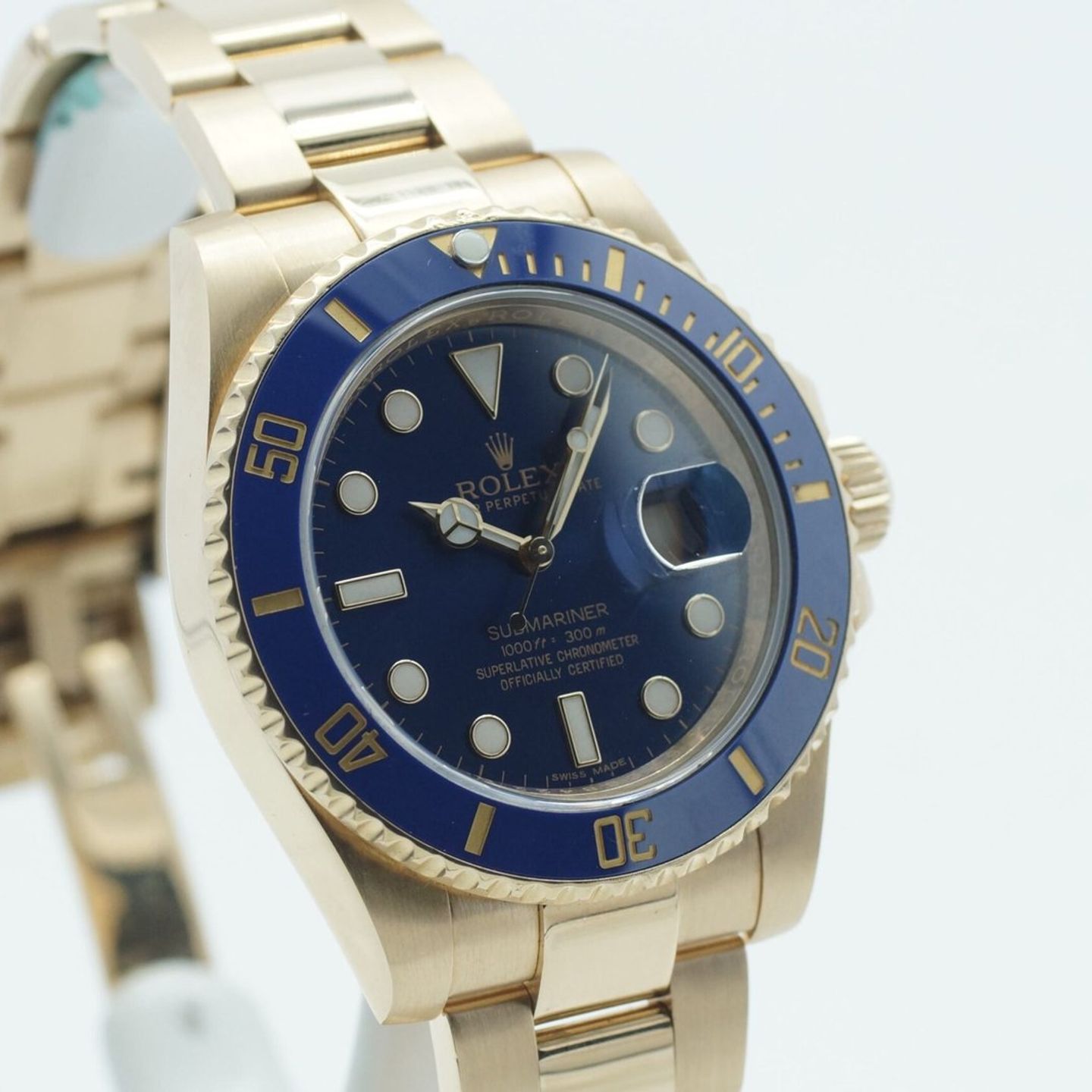 Rolex Submariner Date 116618LB (2018) - Blue dial 40 mm Yellow Gold case (4/8)