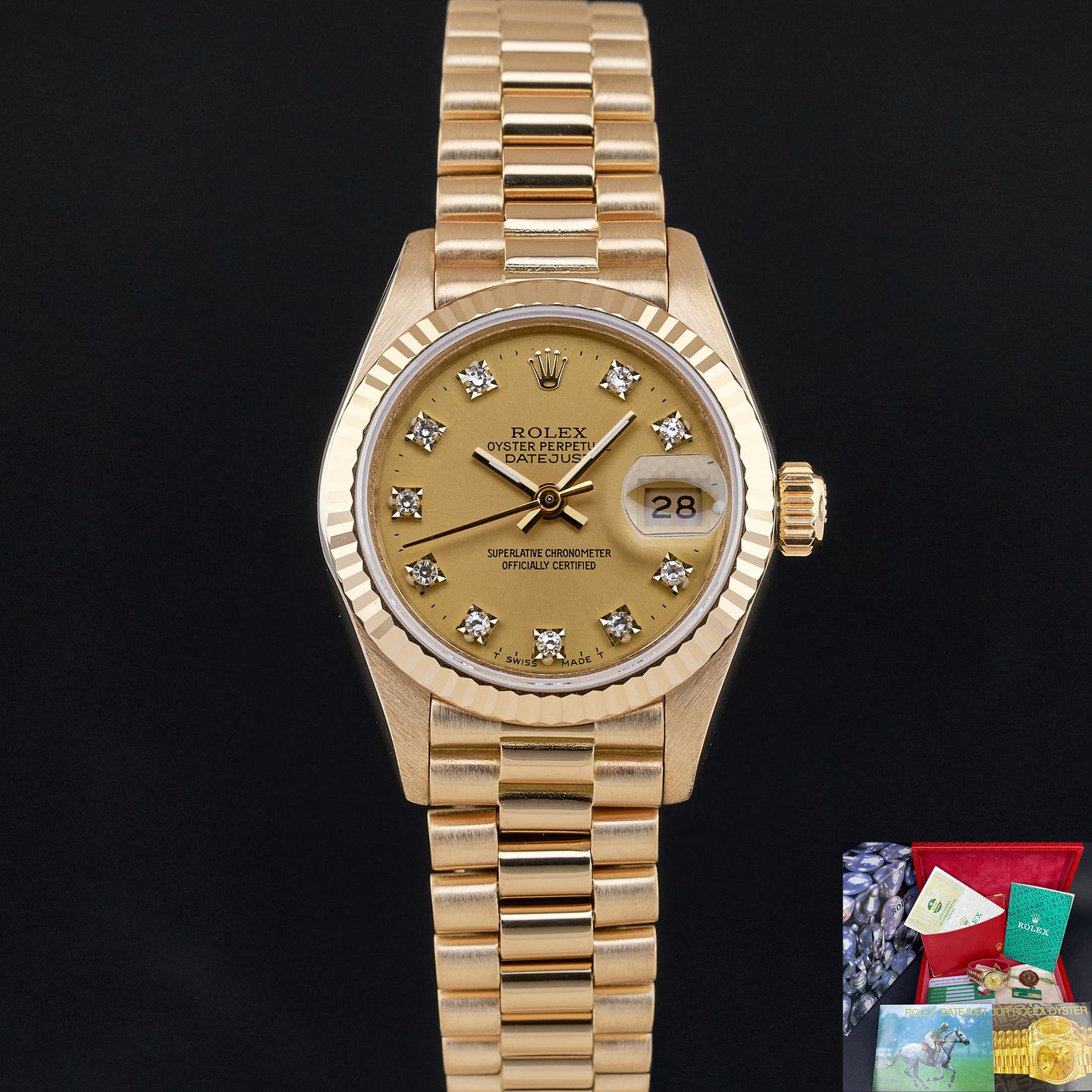 Rolex Lady-Datejust 69178 (1984) - Champagne dial 26 mm Yellow Gold case (1/8)