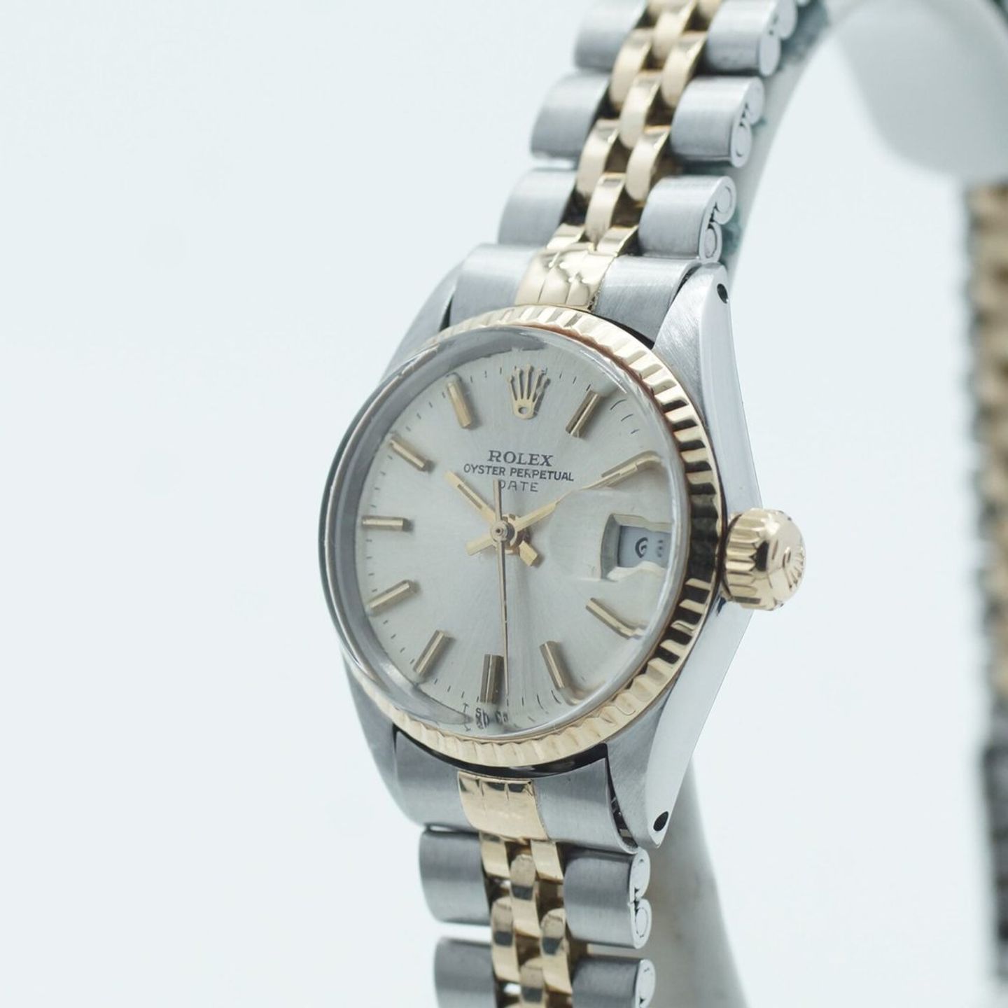 Rolex Oyster Perpetual Lady Date 6517 (1969) - Silver dial 26 mm Gold/Steel case (4/8)