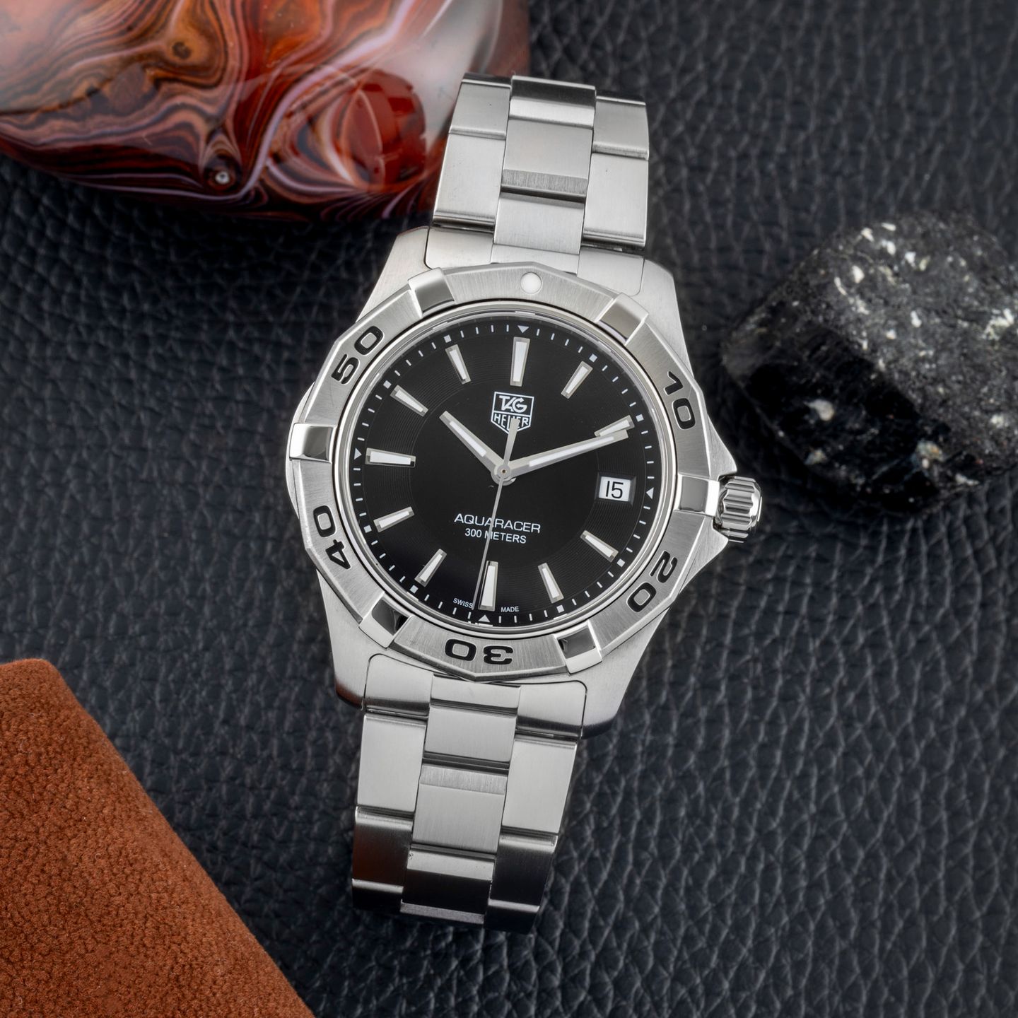 TAG Heuer Aquaracer 300M WAP2011 (Onbekend (willekeurig serienummer)) - Zwart wijzerplaat 41mm Staal (1/8)