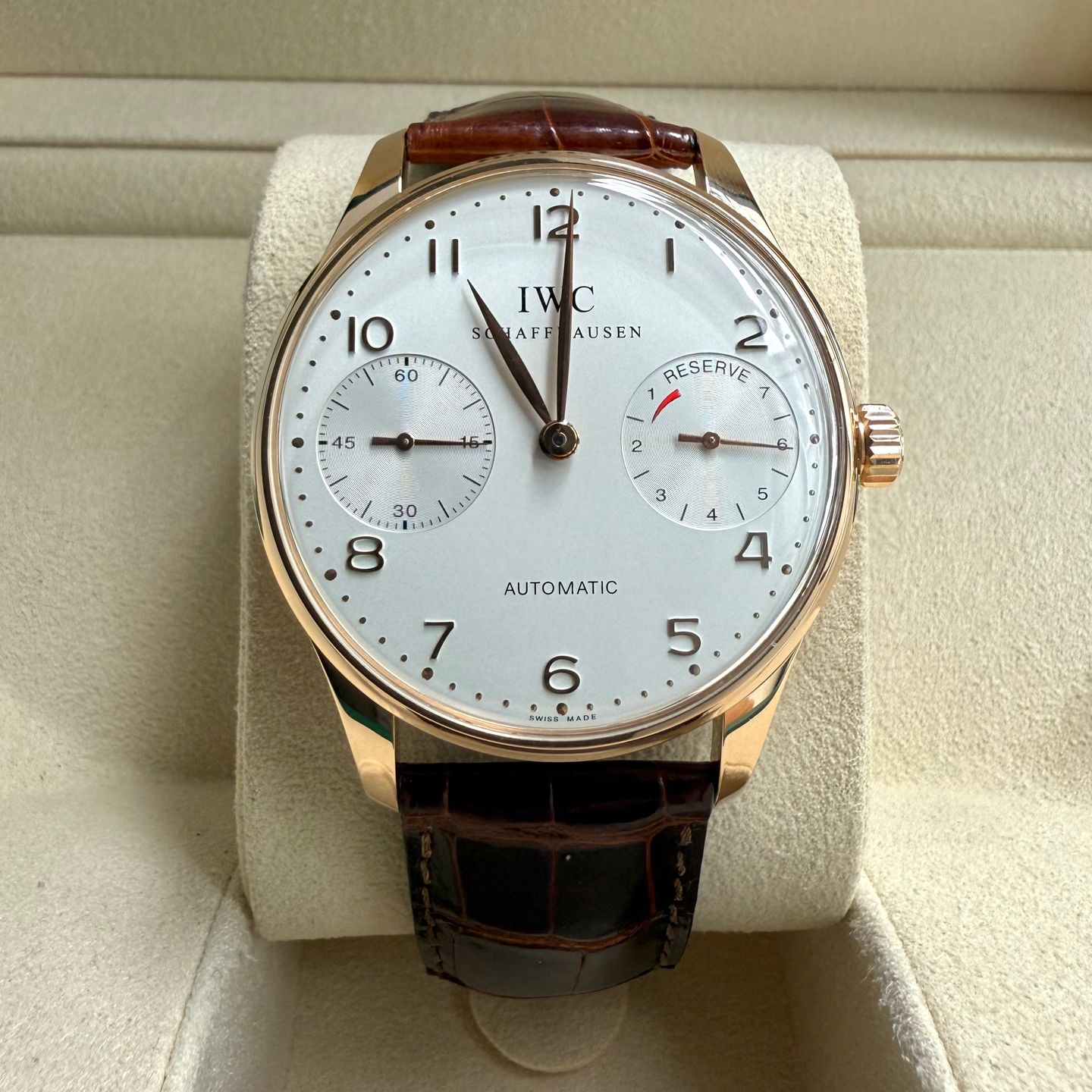 IWC Portuguese Automatic IW500004 (2001) - White dial 42 mm Rose Gold case (1/14)