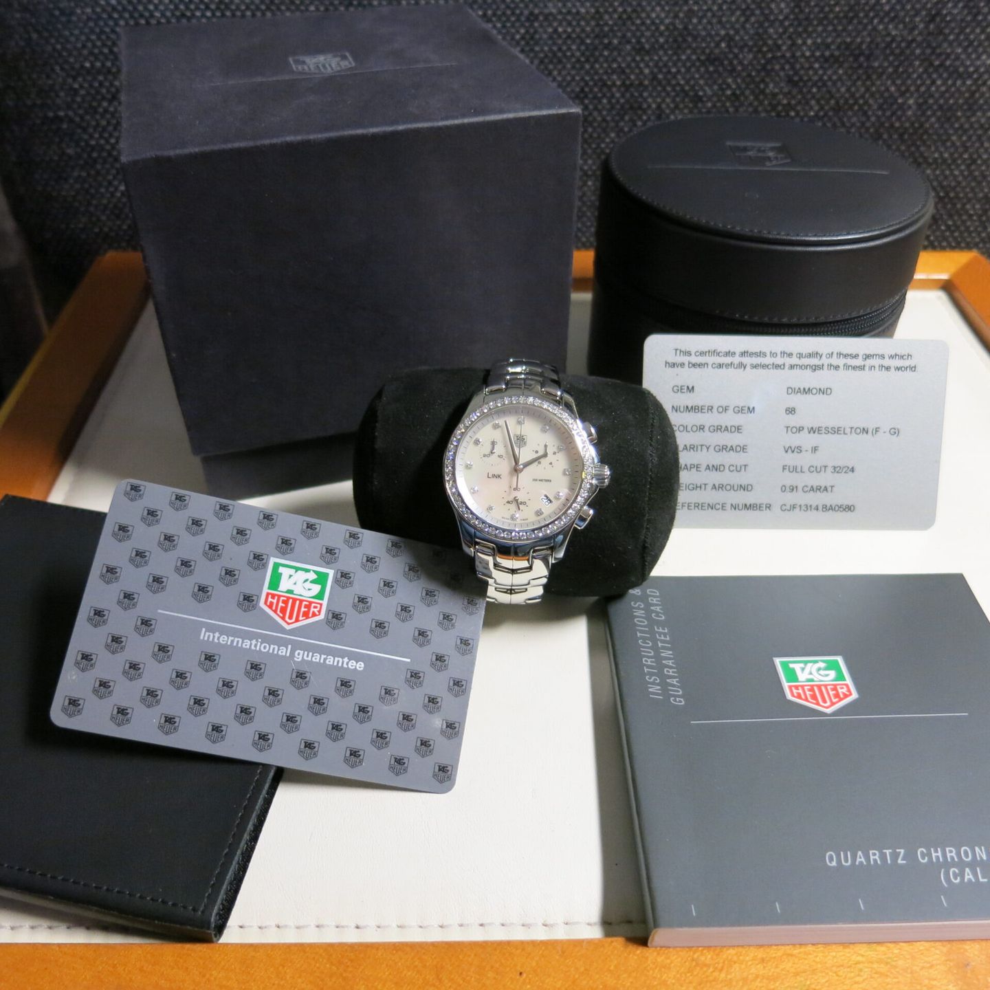 TAG Heuer Link Lady CJF1314.BA0580 (2006) - Pearl dial 33 mm Steel case (4/4)