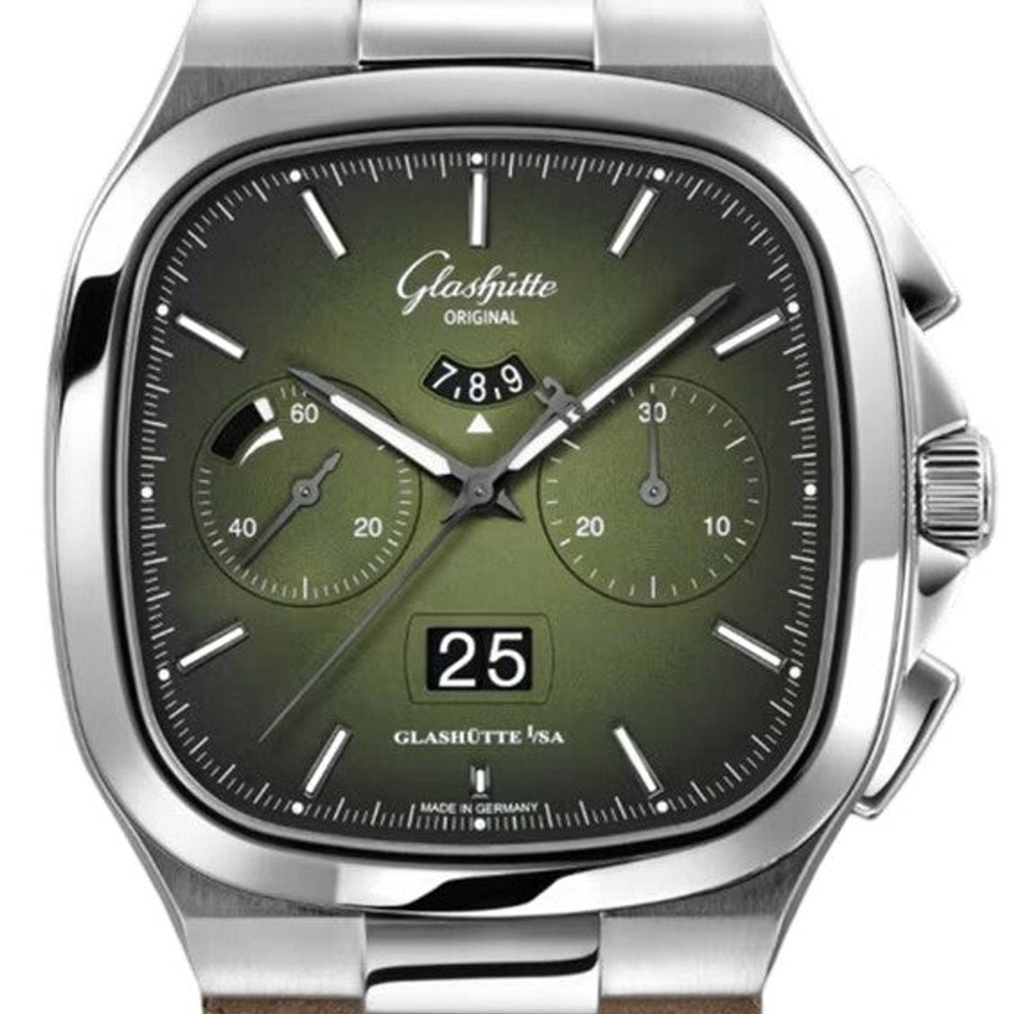Glashütte Original Seventies Chronograph Panorama Date 1-37-02-09-02-62 (2026) - Groen wijzerplaat 40mm Staal (1/1)
