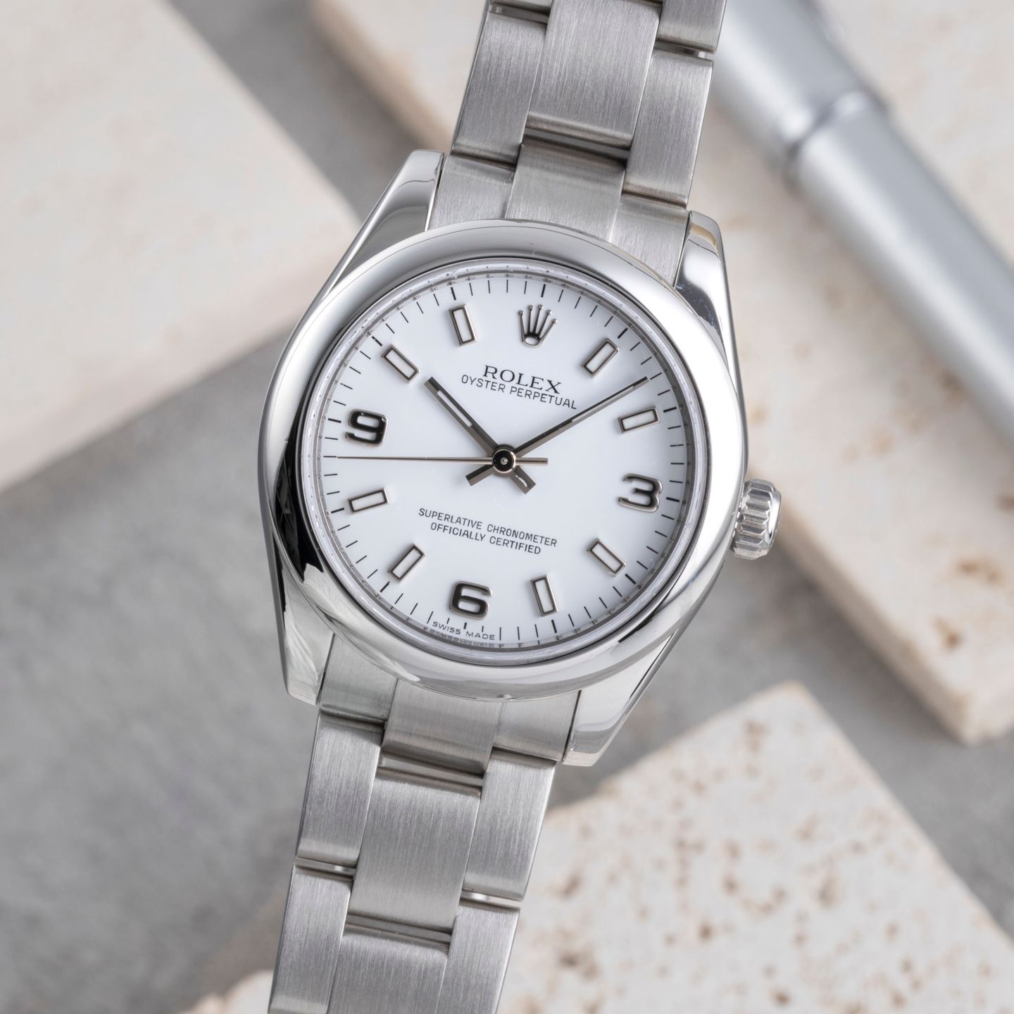 Rolex Oyster Perpetual 31 177200 (2007) - White dial 31 mm Steel case (3/8)