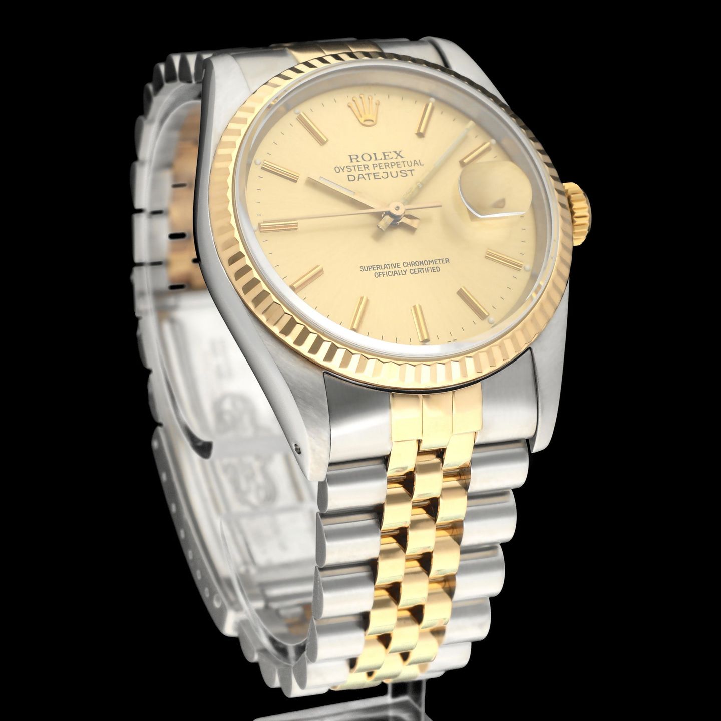 Rolex Datejust 36 16233 (1990) - Champagne dial 36 mm Gold/Steel case (3/8)