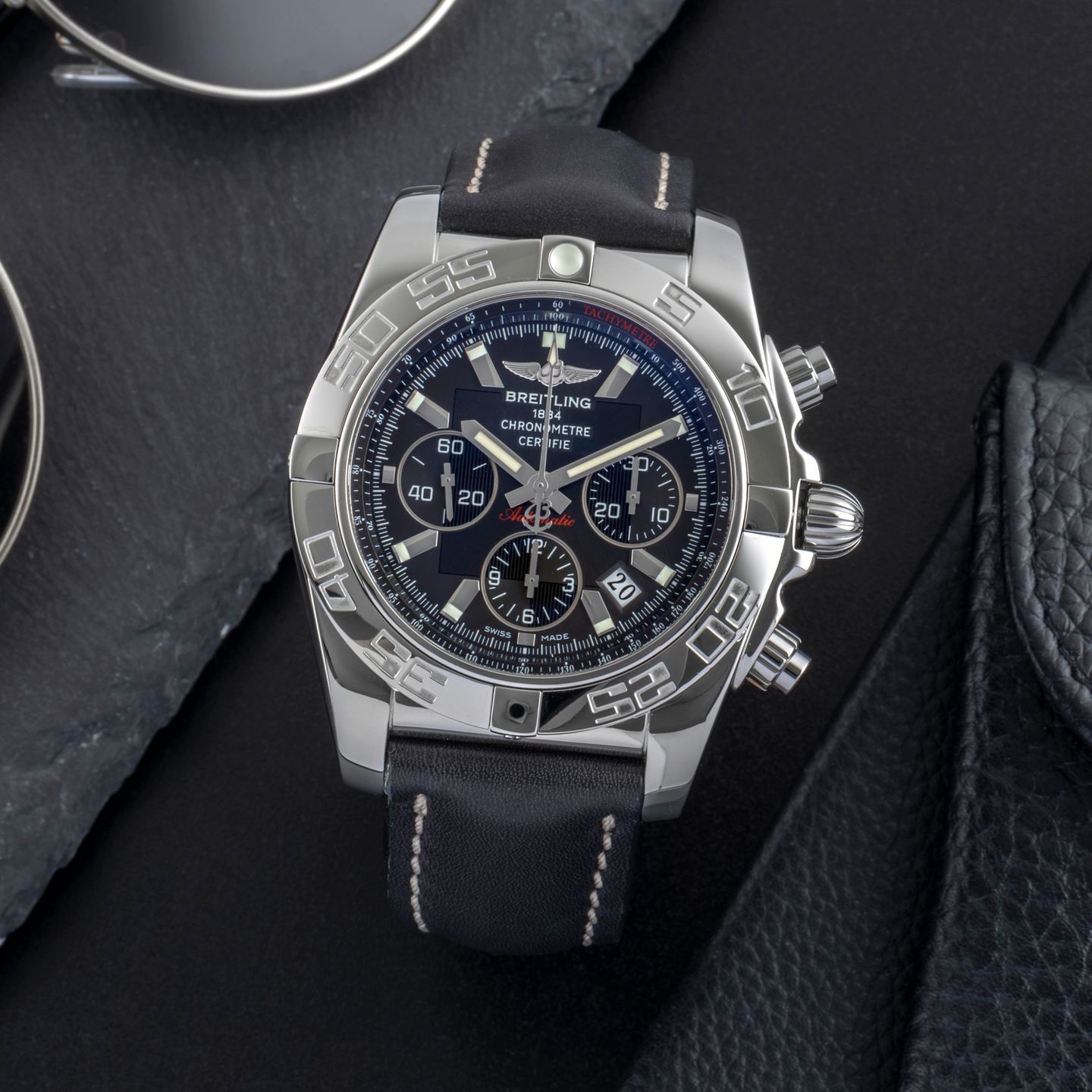 Breitling Chronomat 44 AB0110 (2009) - Black dial 44 mm Steel case (1/8)