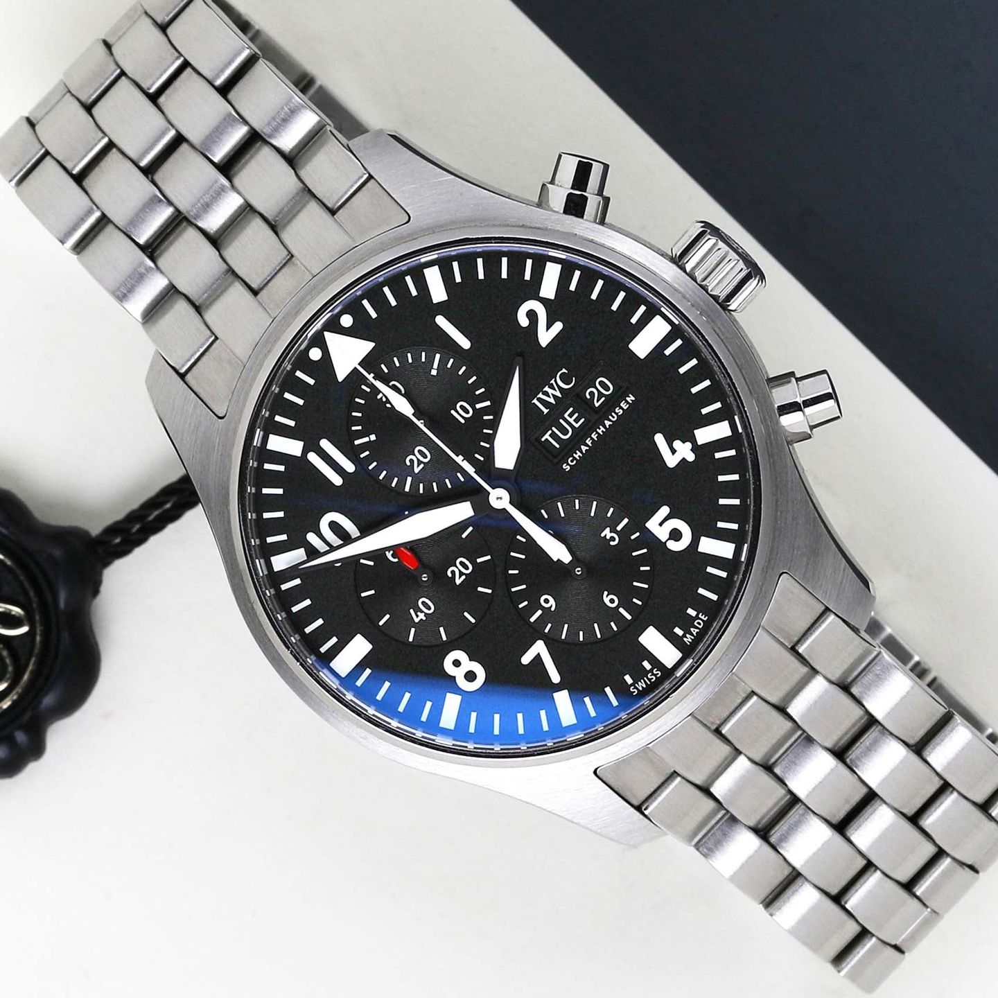 IWC Pilot Chronograph IW377710 (2016) - Zwart wijzerplaat 43mm Staal (1/8)