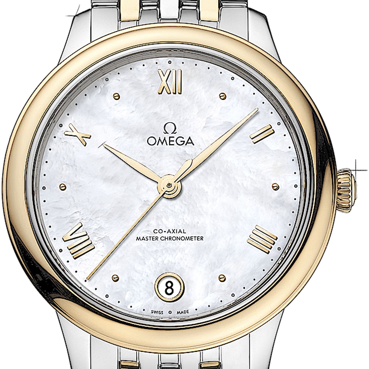 Omega De Ville 434.20.34.20.05.002 (2024) - White dial 34 mm Gold/Steel case (1/2)